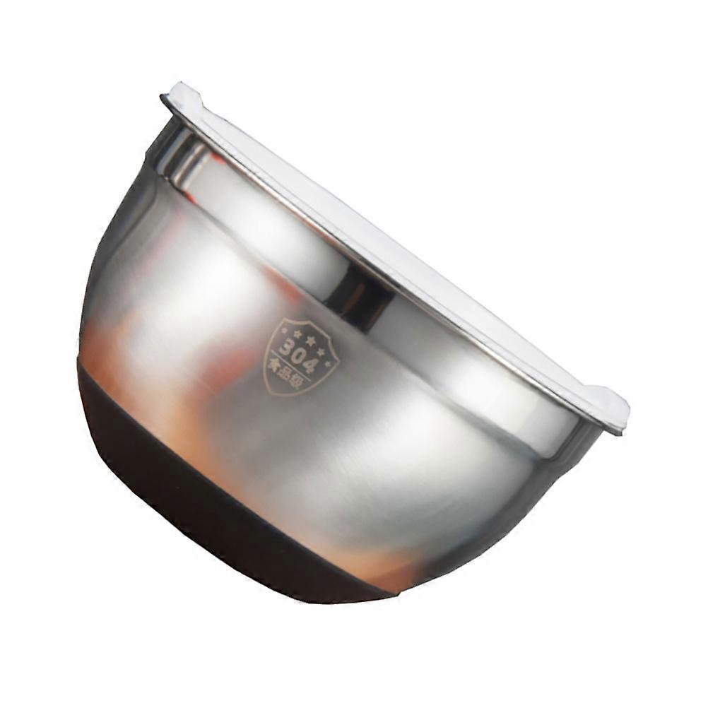 Stainless Steel Bowl for Baking and Serving Food with Silicone Lid Non-Slip Fly-Proof Silver Material 1Pack