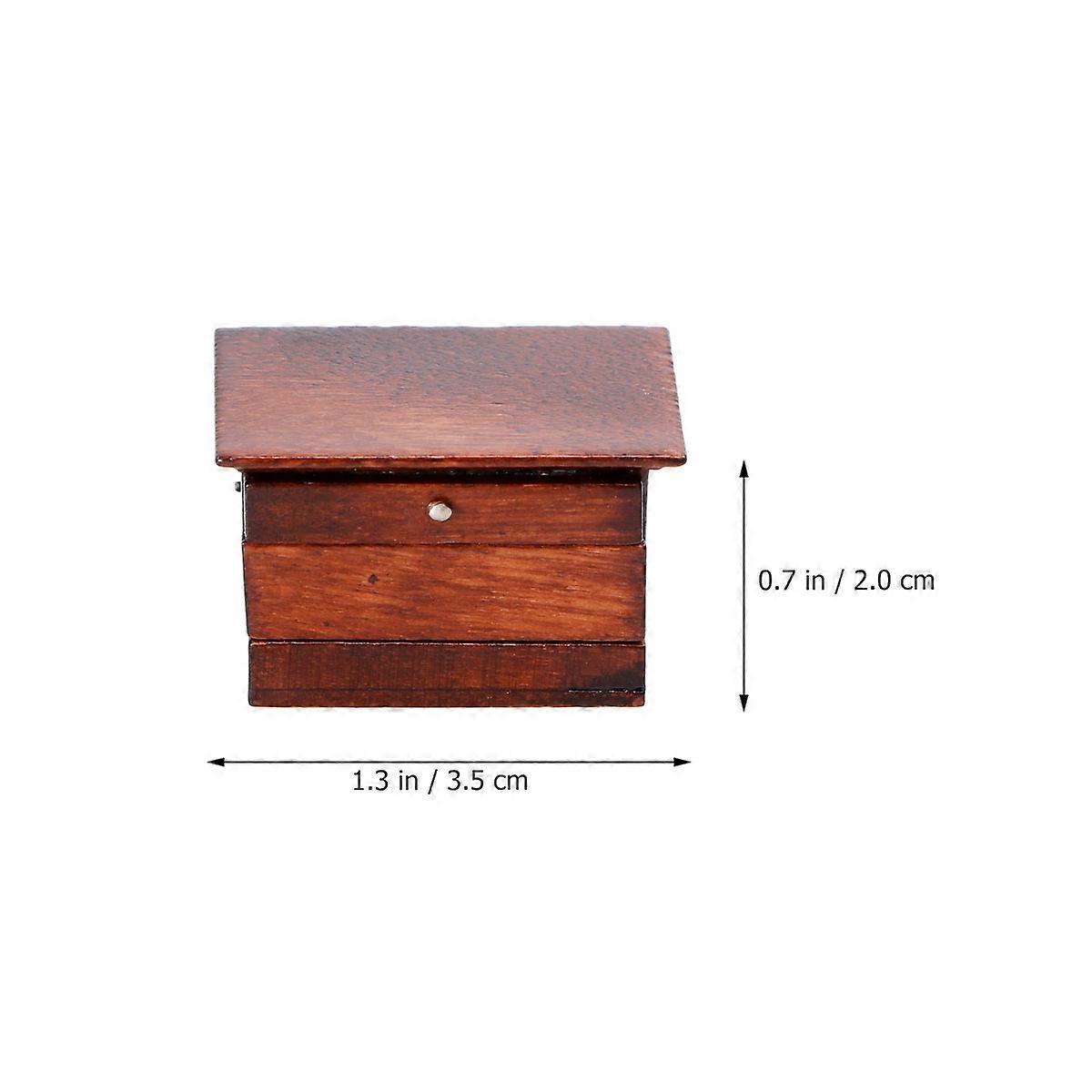 Mini Furniture Model Sewing Box for Dollhouse Use Brown