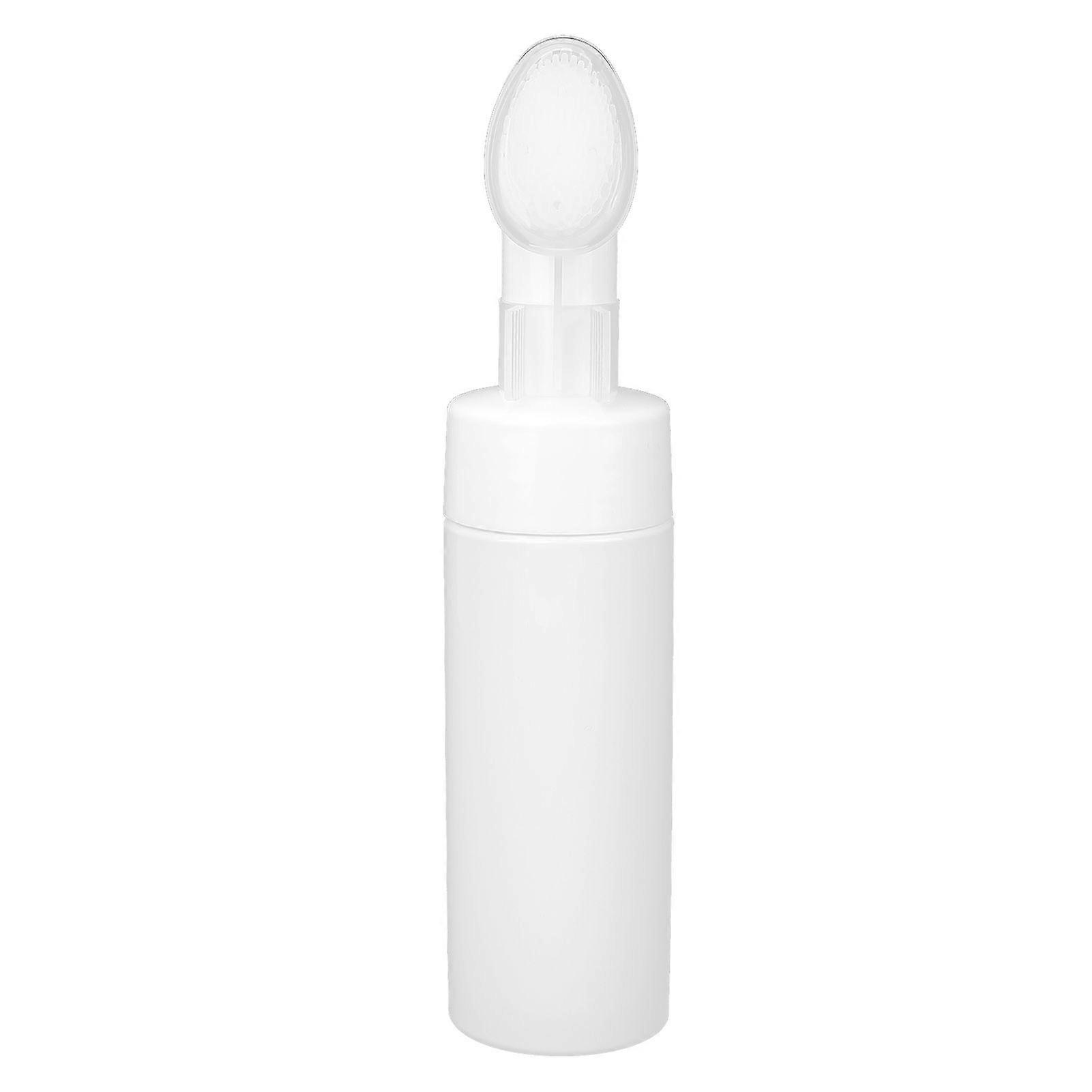 White Facial Cleanser Foaming Bottle Silicone Brush Refillable Empty Mousse Foaming Bottle100ML