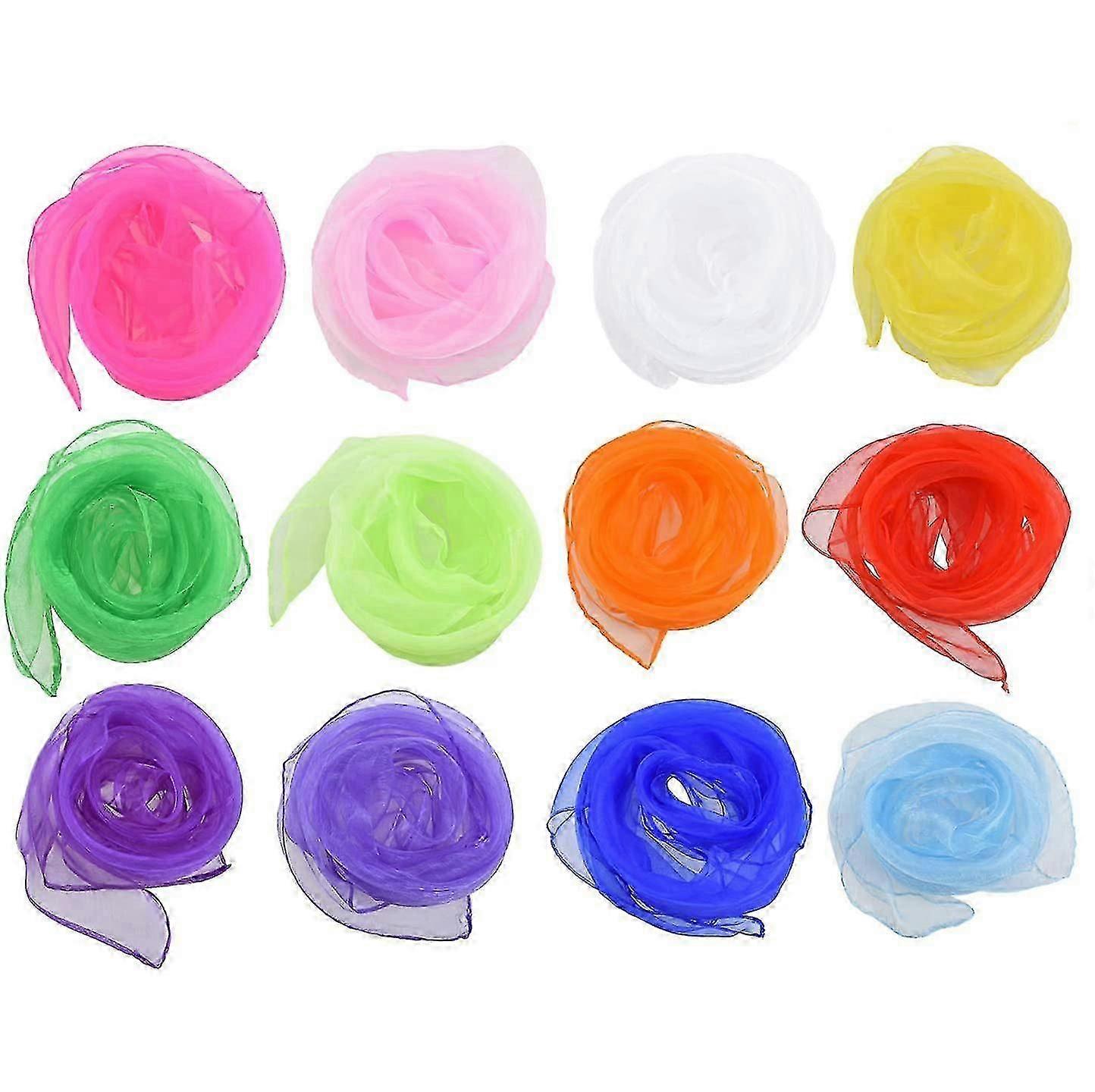 12-Piece Juggling Scarf Set with Magic Trick Props for Square Dance and Music Movement in Random Colors