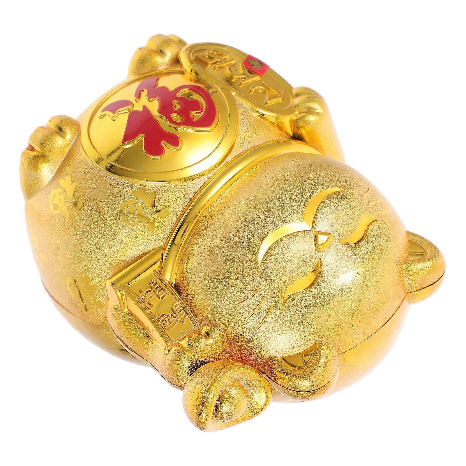 Lucky Cat Piggy Bank for Saving Coins 4Pcs Golden Feng Shui Decoration
