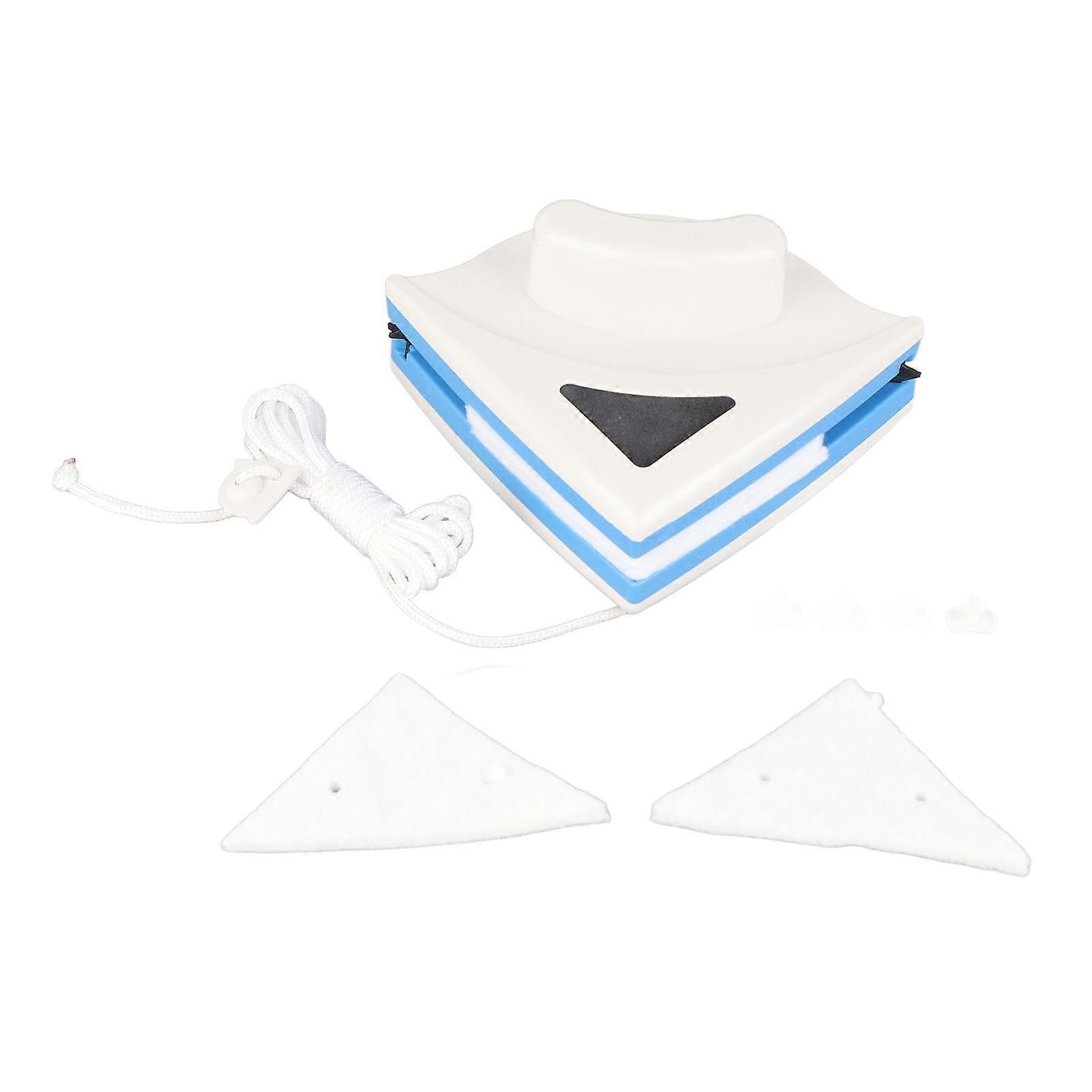 Double Sided Window Cleaner with ABS Plastic Shell Rubber Magnetic Glass Wiper for Home High Rise Window Blue