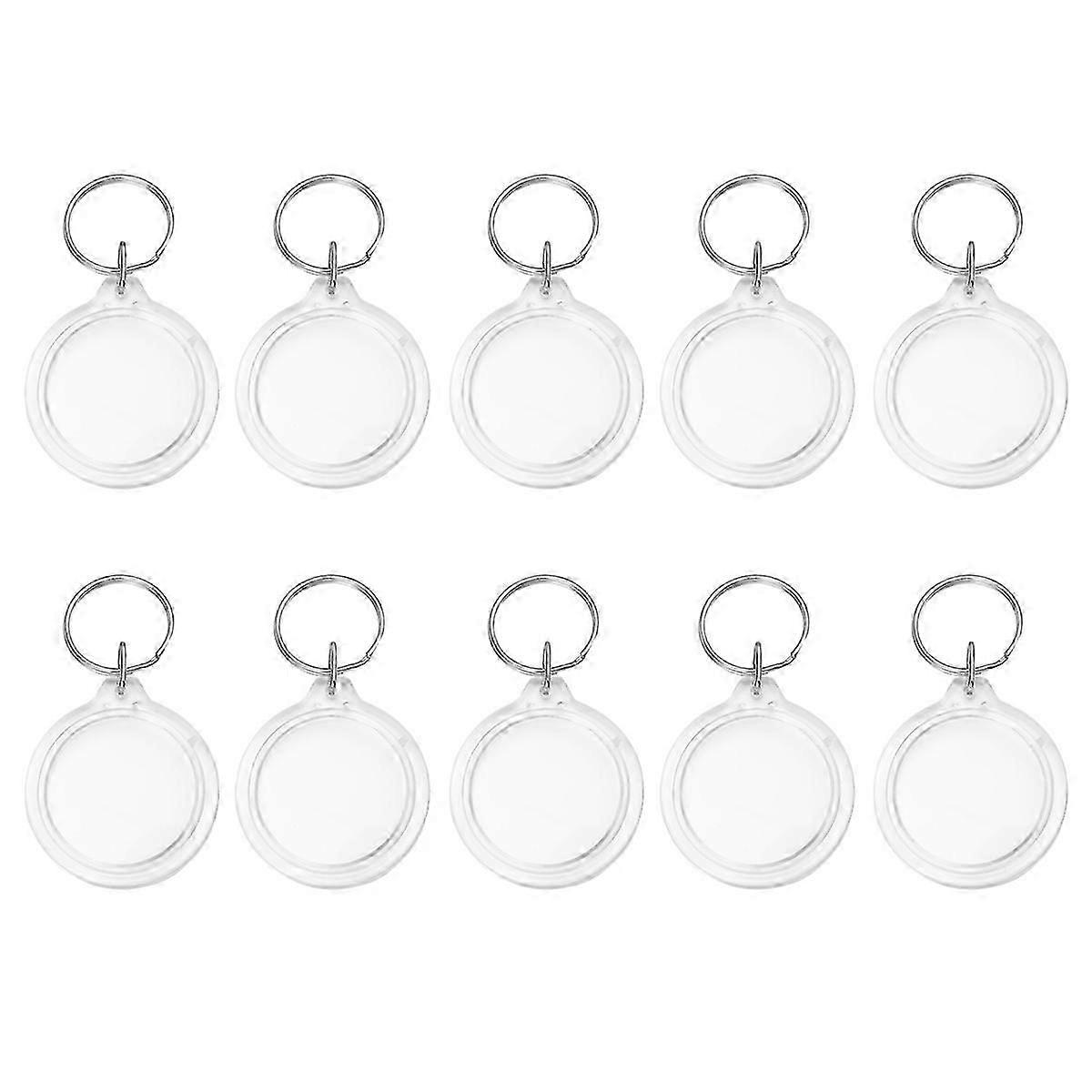 100 Pcs Round Picture Frame Picture Keychains Transparent Blank Insert Photo Frame Picture Key Chain
