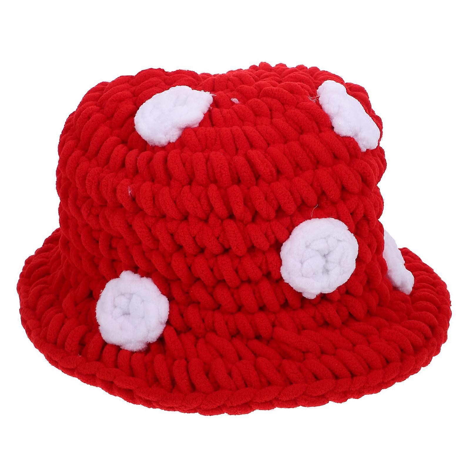 Mushroom Hat Knitting Party Hat for Decoration Red
