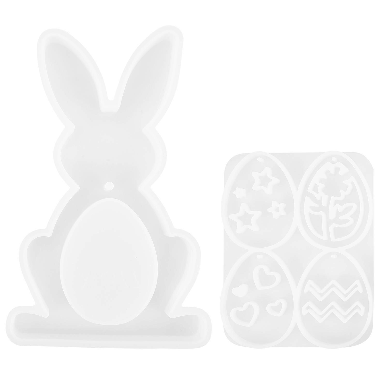 Silicone Mold Easter Bunny for DIY Craft 2Sets Egg Shaped Casting Mold