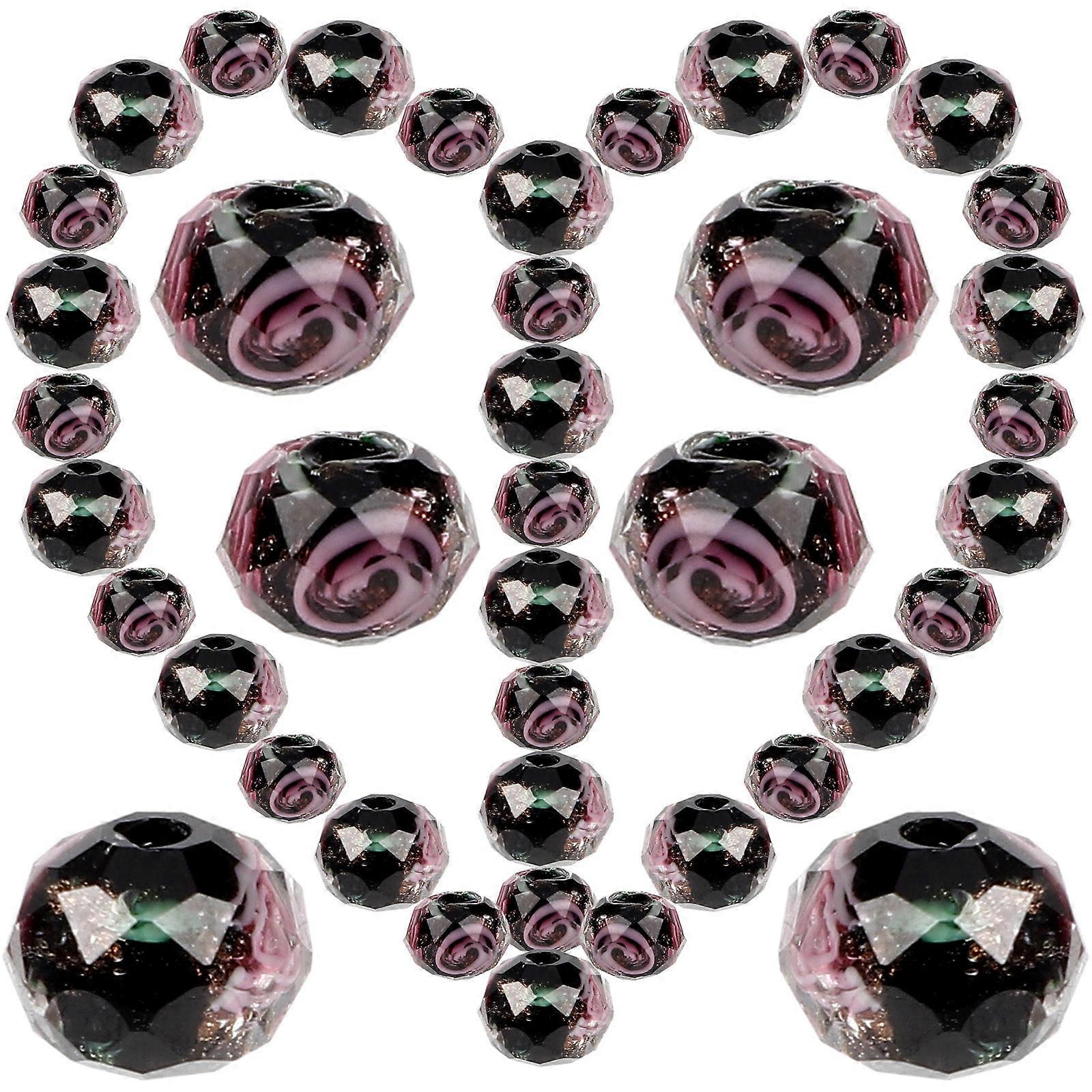 Coloured Flower Pattern Beads 80 Pcs For Handicraft Projects Ideal For Jewelry Accessories And Decoration With Round Shape
