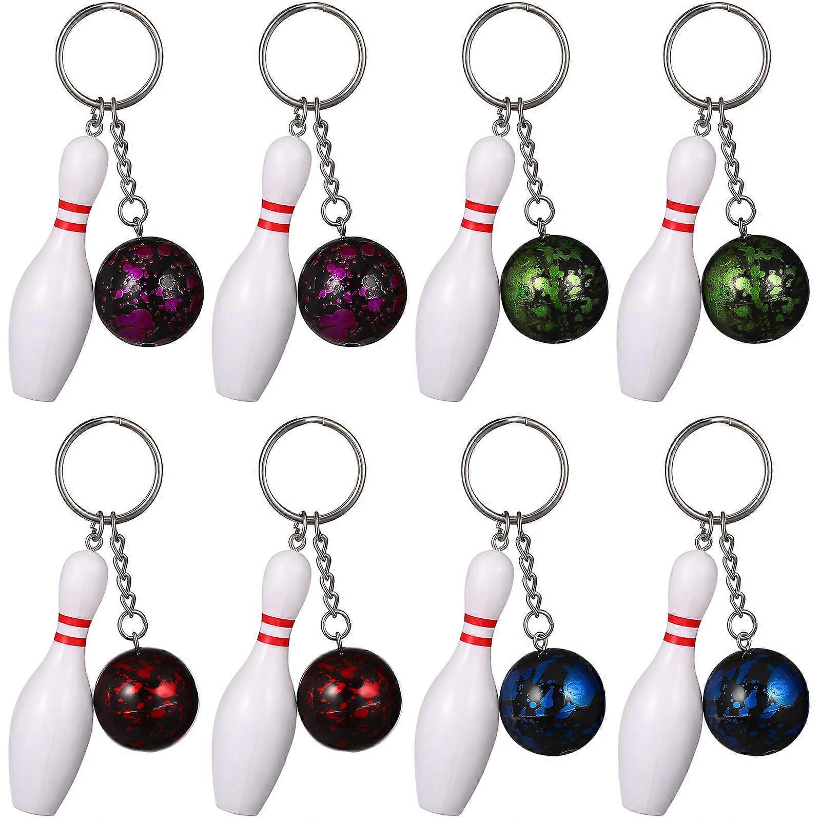 Keychain Bowling Team Bowling Bottle Shape Key Organizer For Bags Daily Use Blue 8Pcs