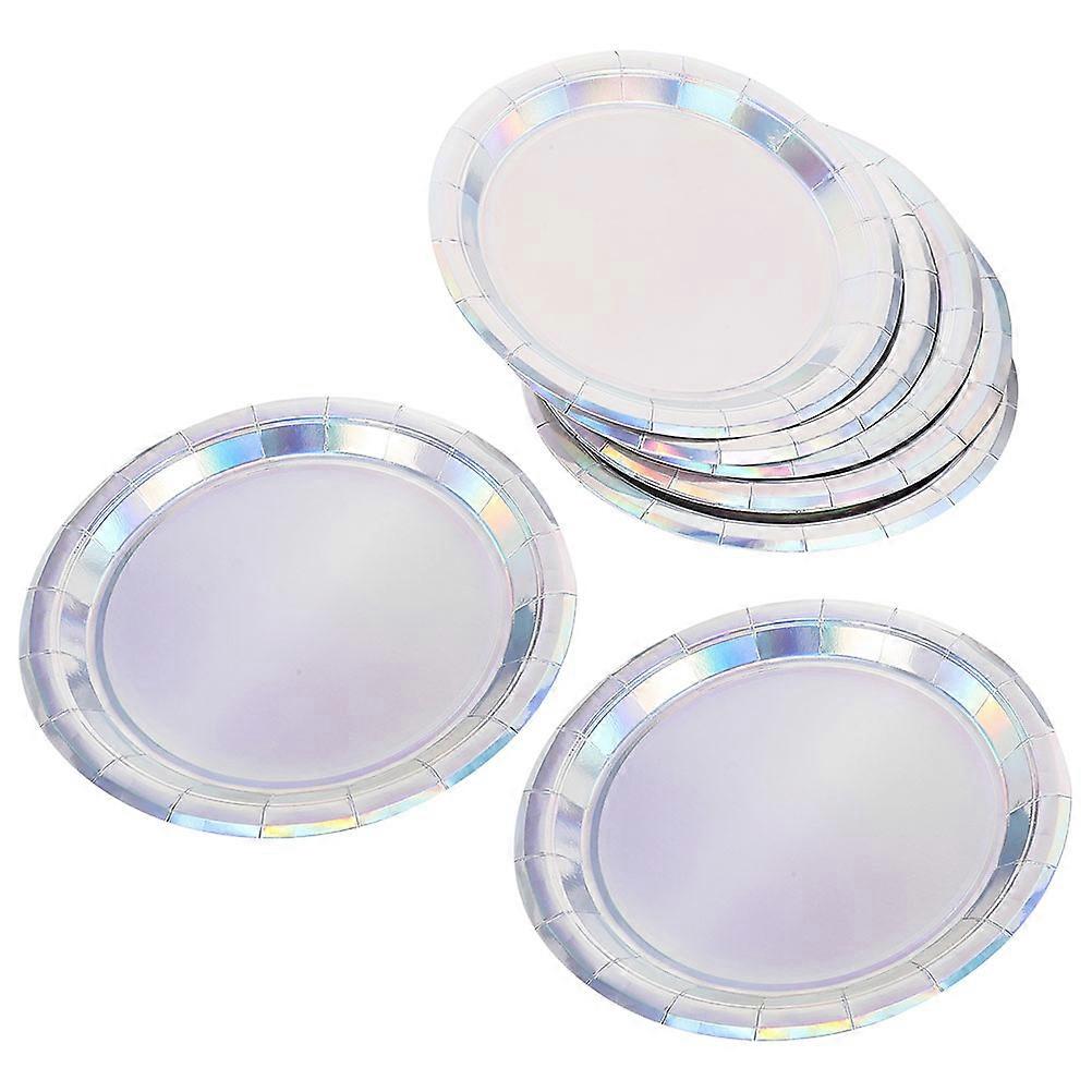 Holographic Paper Plates Round Elegant For Casual Gatherings And Formal Events Hygienic 23.00X23.00X0.10Cm 30Pcs