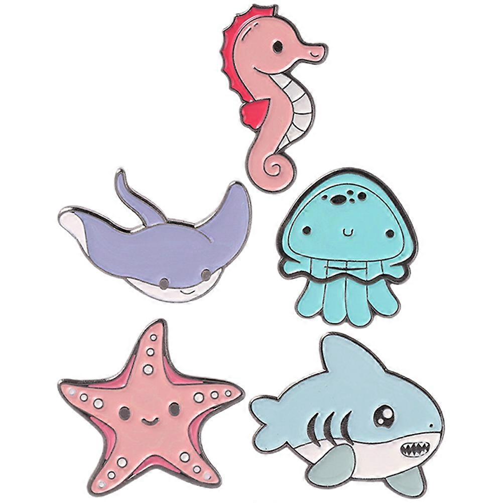 20Pcs Assorted Color Cartoon Style Brooch Pin Sea Animal Handbag Ornament Daily Use Various Shapes