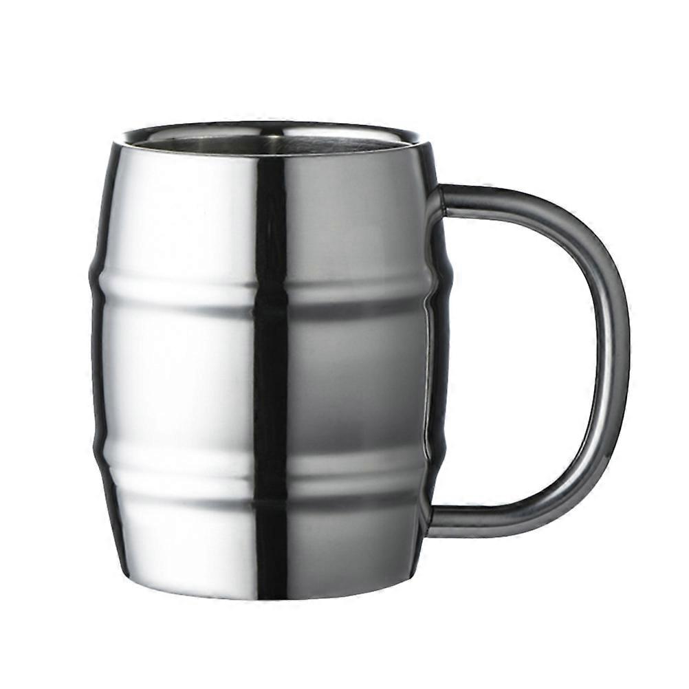 Stainless Steel Mugs Simple Design Beer Jar Workplace Schools Silver 430ml Portable 1Pack
