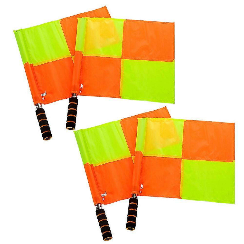 Hand Signal Flag Referee Flag for Match Use 4Pcs Fluorescent Yellow Flags