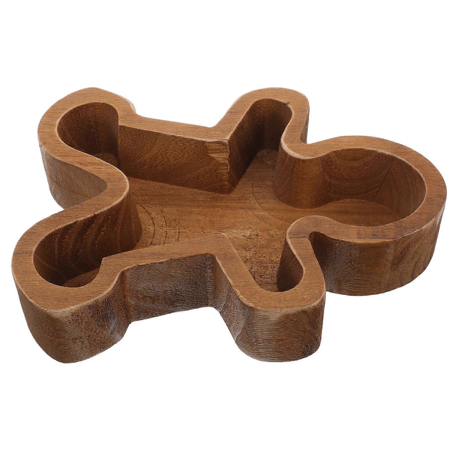 Gingerbread Man Wooden Tray for Serving Snacks and Desserts 4Pcs