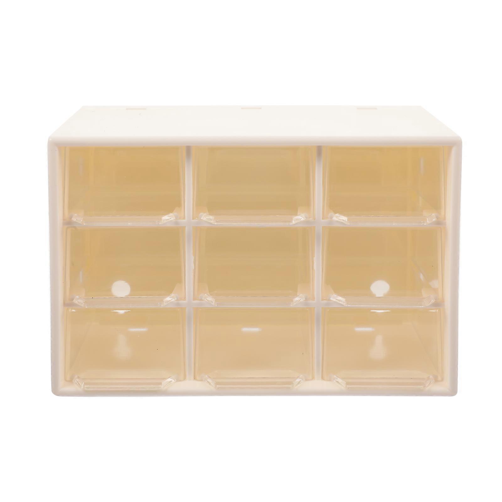 Table Storage Box Nine Compartment Drawer Type Storage For Office Organization White 1Pcs