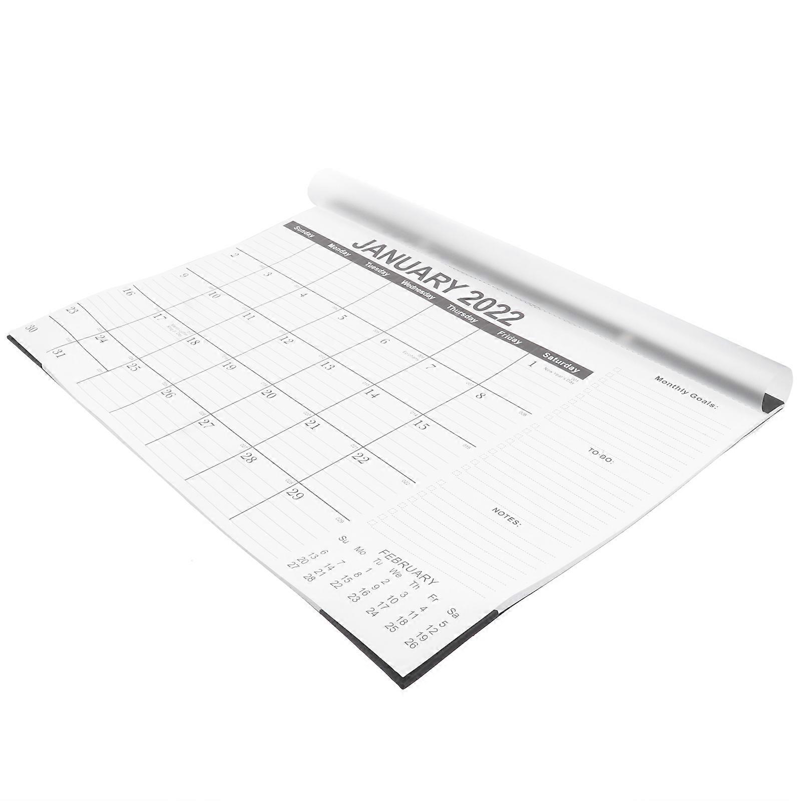 Large Black Paper Calendar 2022 English Wall Calendar for Home Use 1Pcs