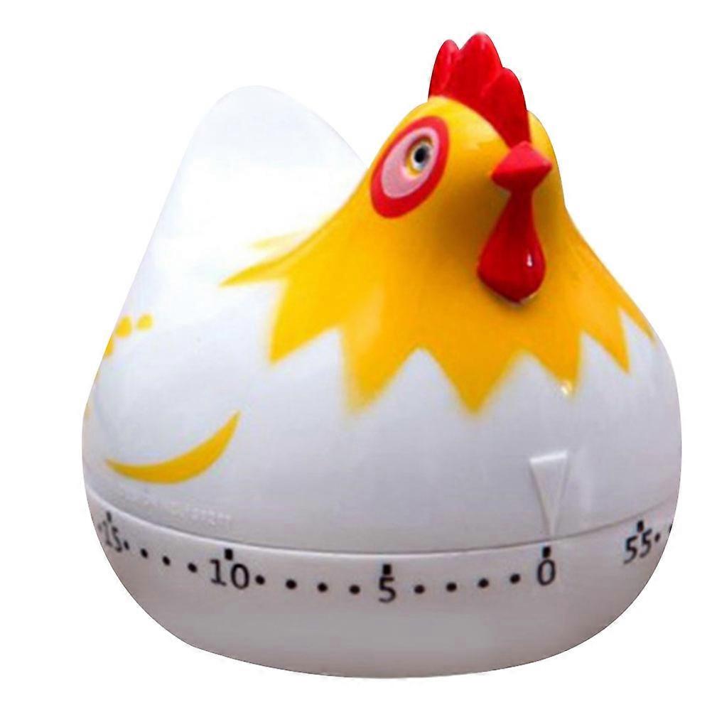 Plastic Kitchen Timer Hen Mechanical for Baking Reminder 2Pcs White