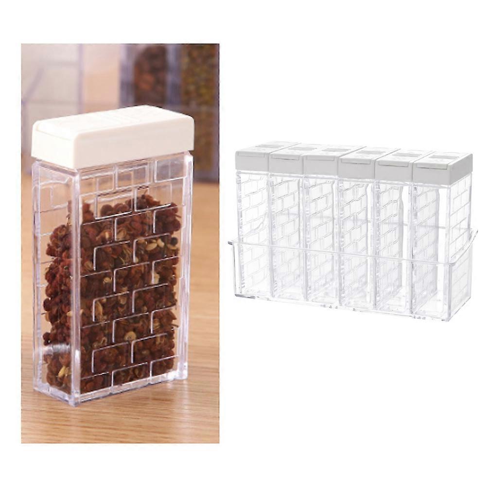 Seasoning Box Set Creative Double-Outlet Lid with Tray 6-Case for Kitchen