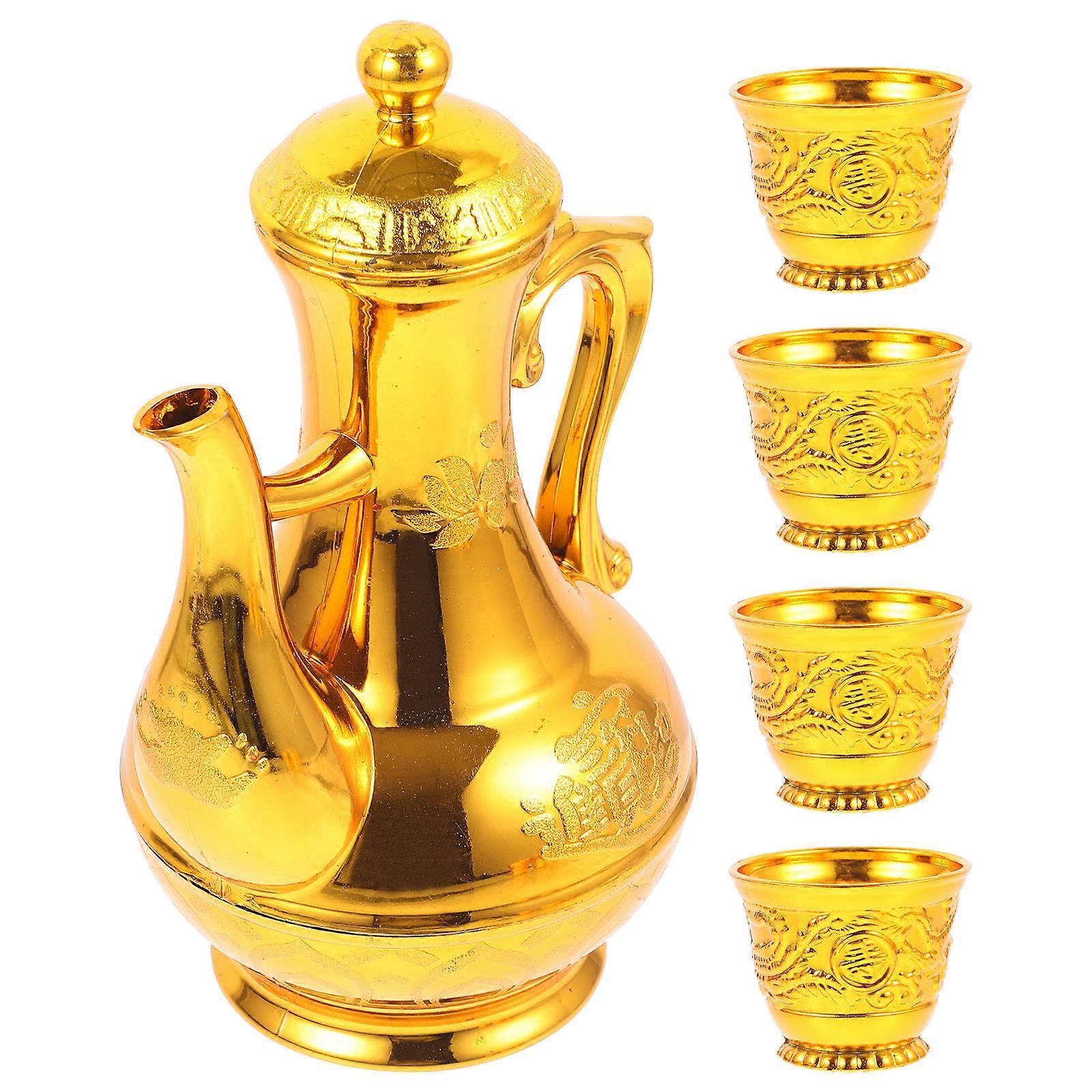 Offering Cup Buddha Cup for Ceremony 1Set Golden Plastic Material