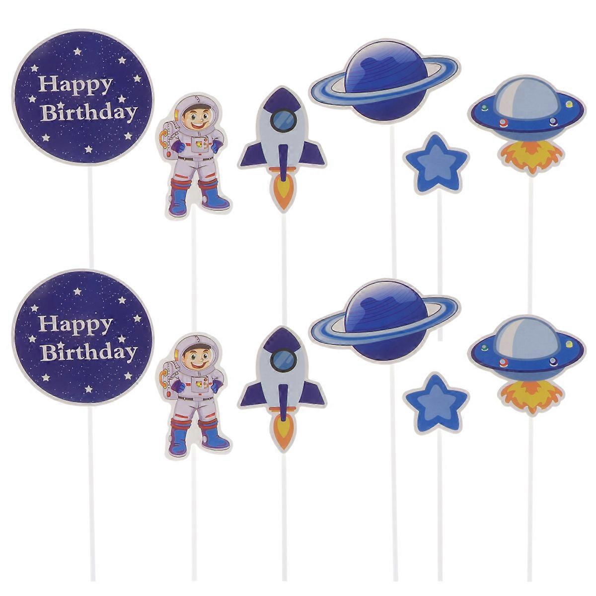Birthday Cake Picks Astronaut Theme for Cake Decoration 36Pcs Set