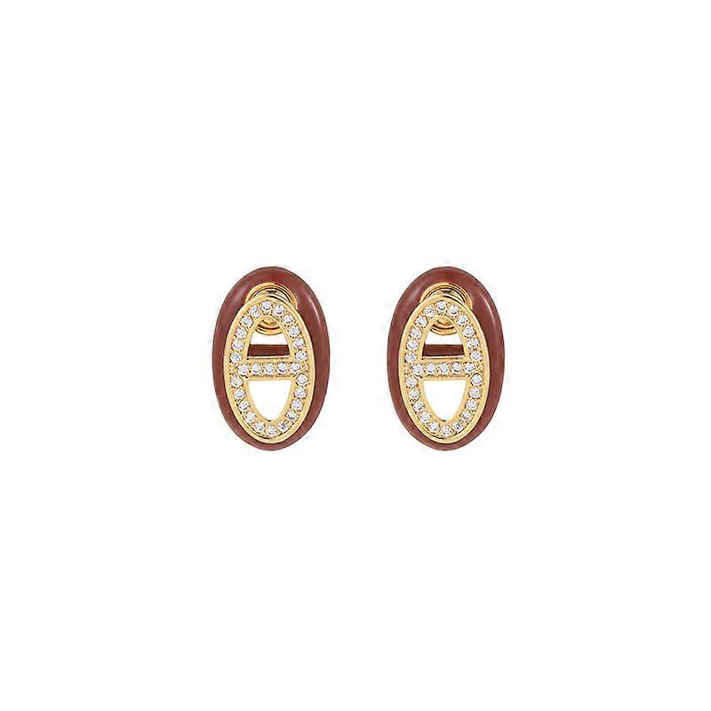 Earrings, French Vintage Double Layer Micro Paved Zircon Pig Nose Design High-end