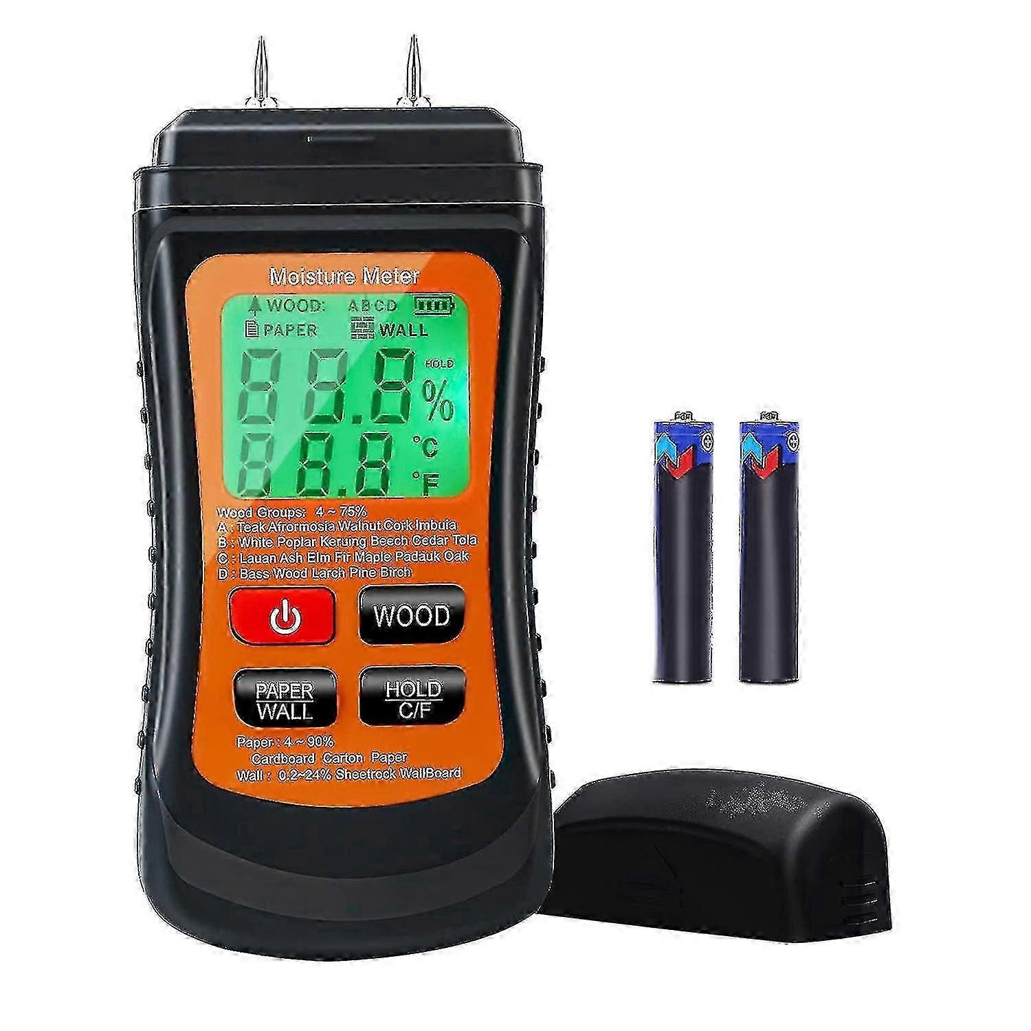 Wood Moisture Meter, 8-in1 Digital Moisture Tester, Accurate Pin Type Water Leak Detector Mold Test
