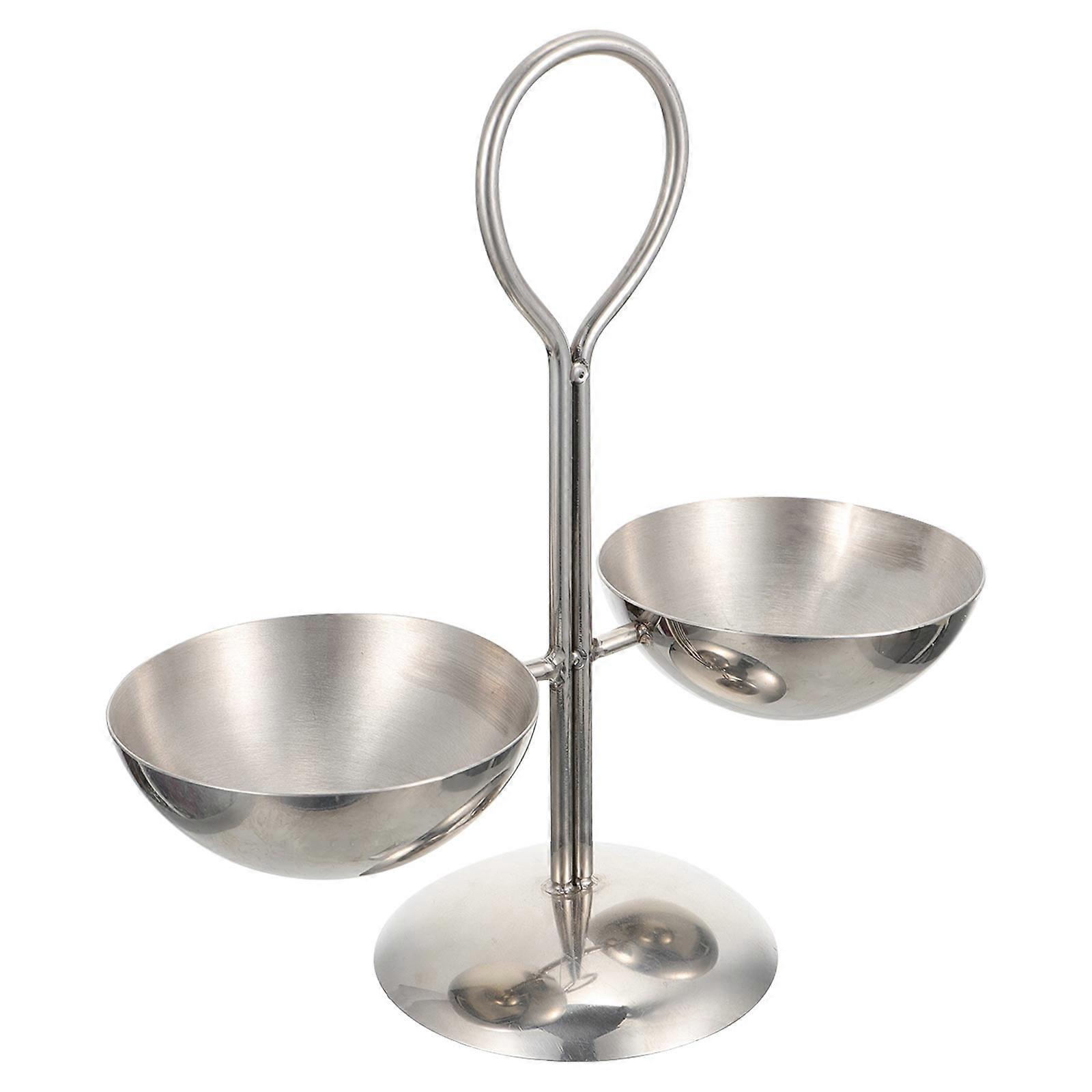 Desktop Fruit Plate Shelf Stainless Steel for Snack Serving 2Pcs