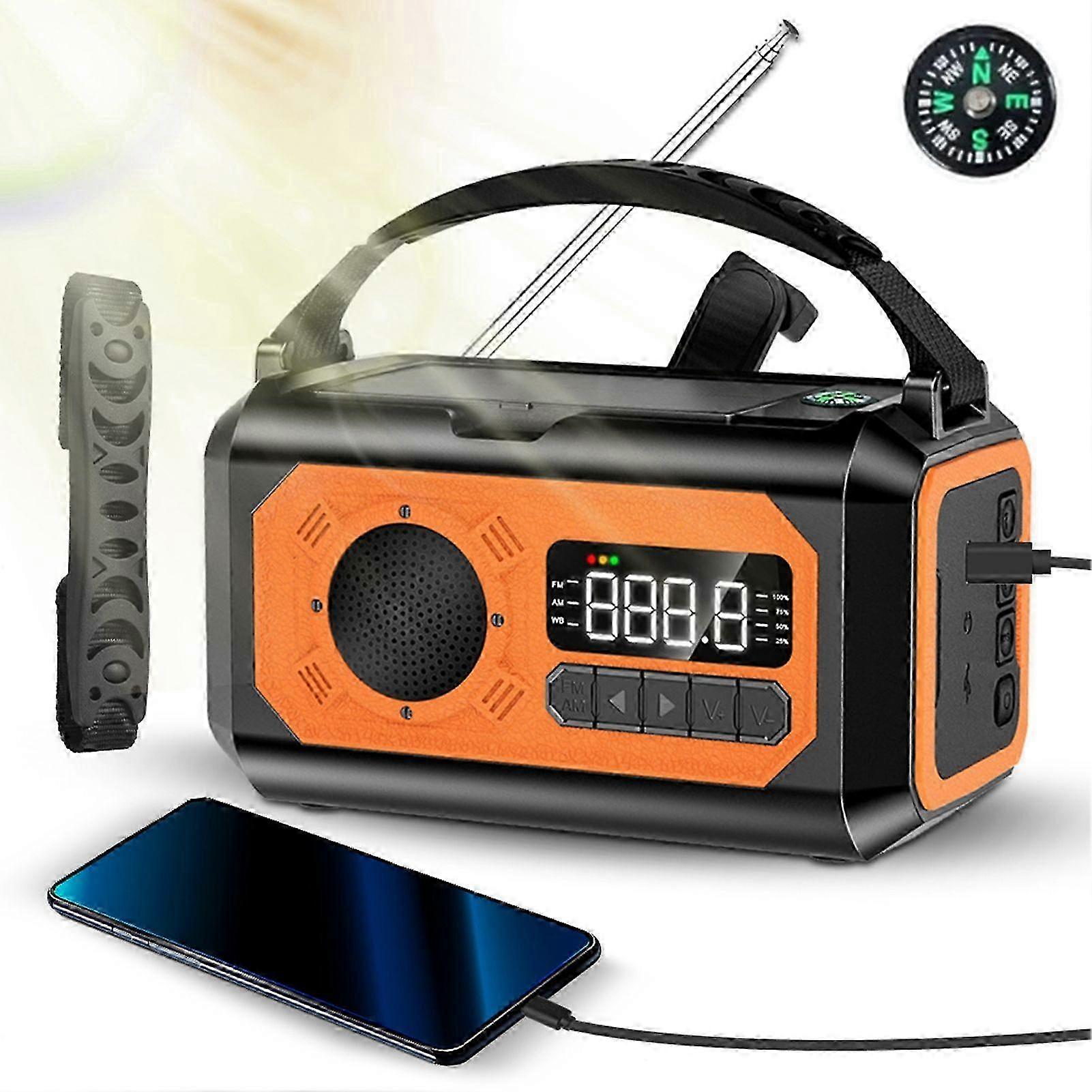 Emergency Crank Weather Radio with NOAA Weather Alert 12000mAh Solar Hand Crank Portable AM/FM/WB Radio with 3 Modes Flashlight / Reading Lamp / Cell