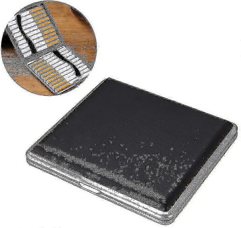 Leder Metall Zigarettenetui Schwarz