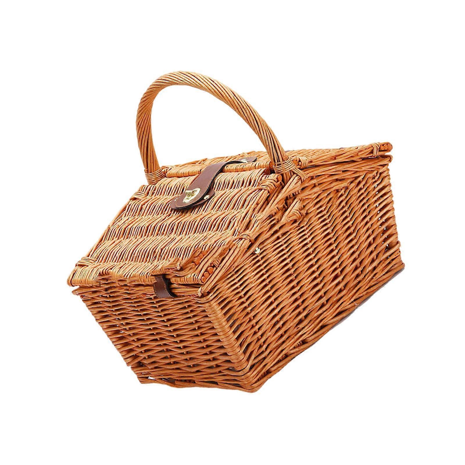 Shopping Storage Hamper Basket Willows Weaving With Handles For Picnics Home And Wedding Decoration