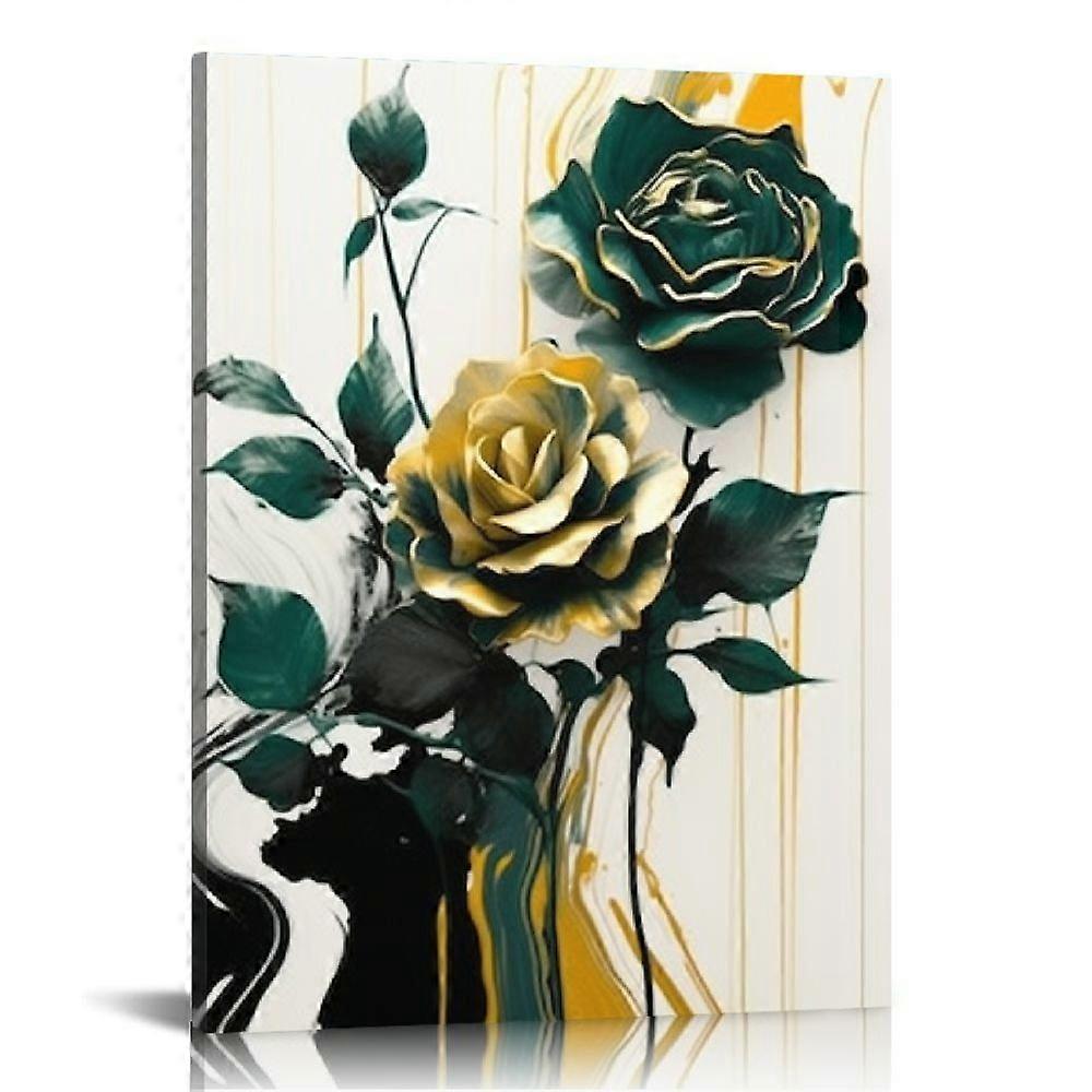 Framed Emerald Green Wall Art, Modern Green and Gold Abstr-yezhiaaa1402