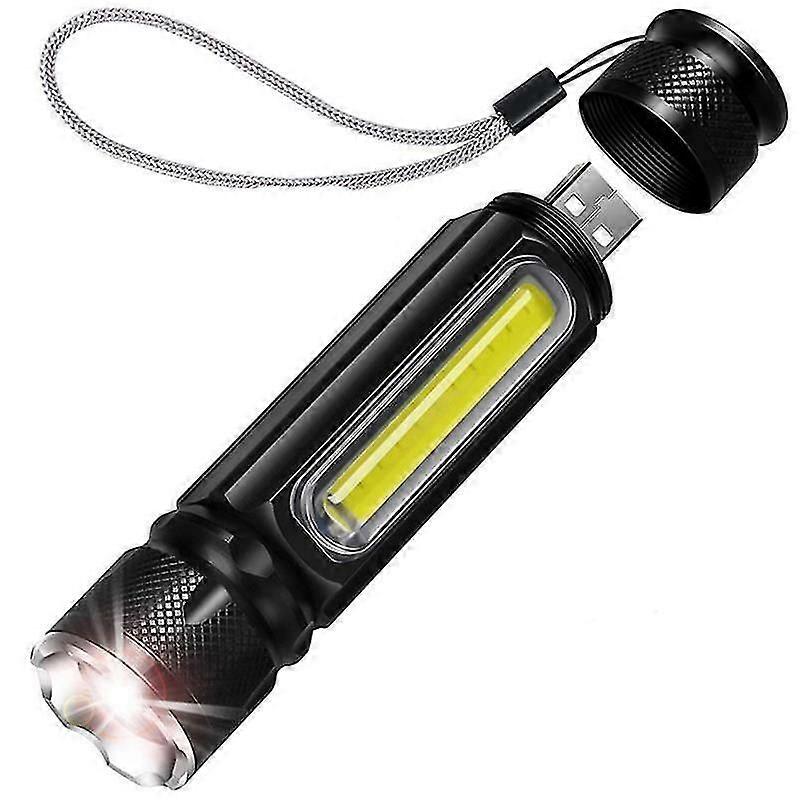50000lm Led Flashlight T6 Cob Zoomable Torch Work Light Tail With Magnet 4 Modes