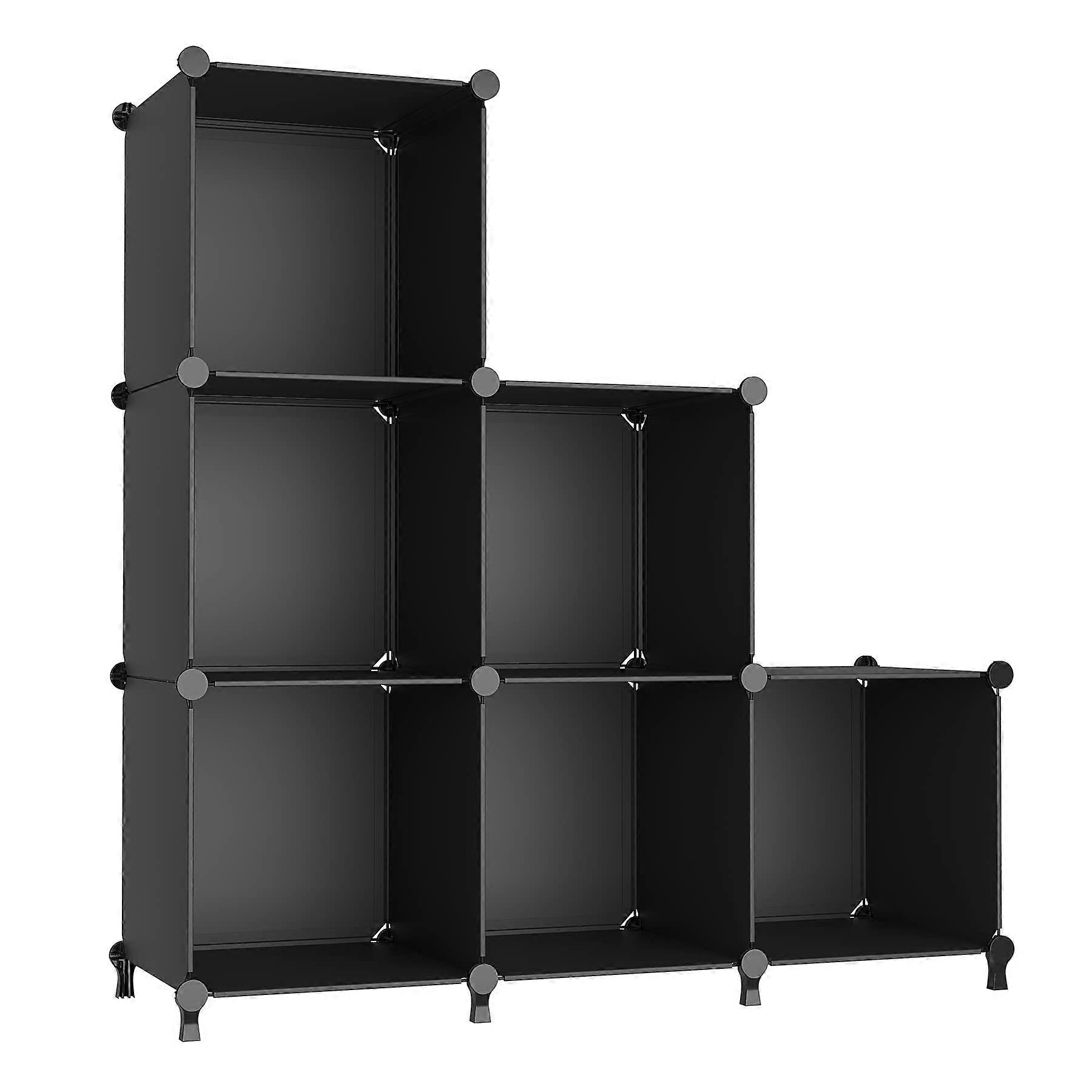 Cube Storage Organizer 6Cube Stackable Plastic Clothes Organizer Bookshelf Bedroom Home Office Black