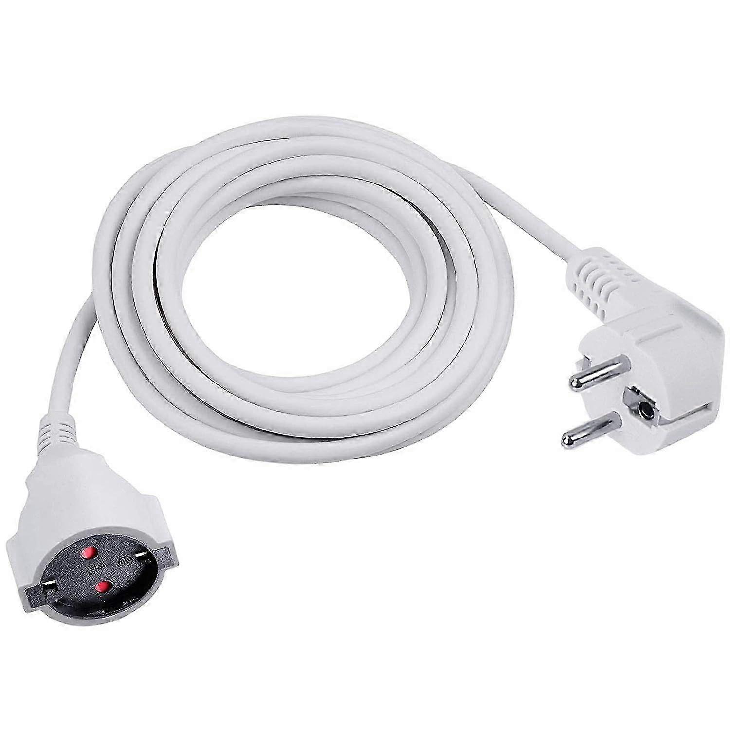 Extension cable 5m - white, extension power cable with protective contact plug SZRH