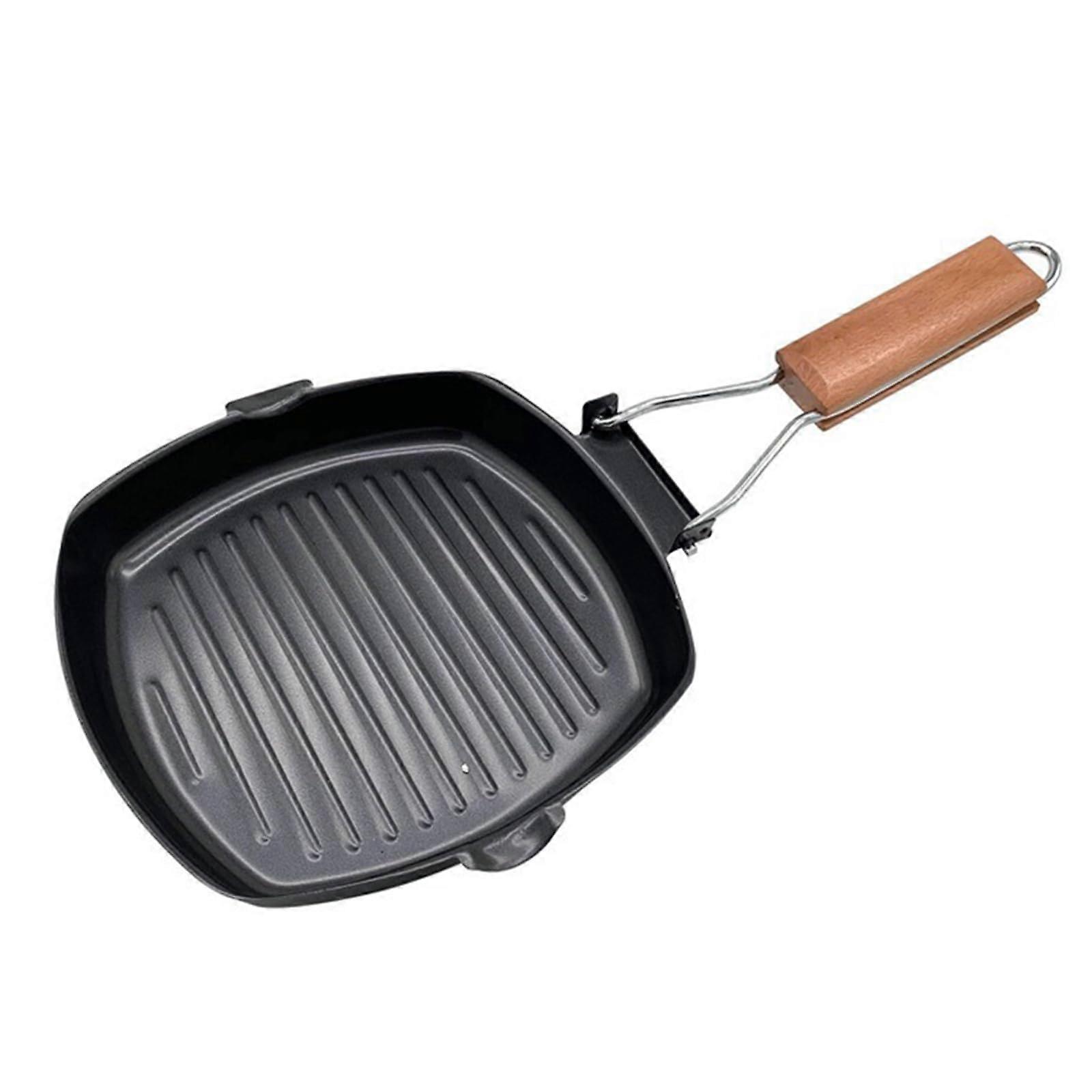 Temperatures Resistant Griddles Nonstick Steak Pan With Detachable Foldable Handle For Camping And Small Kitchens