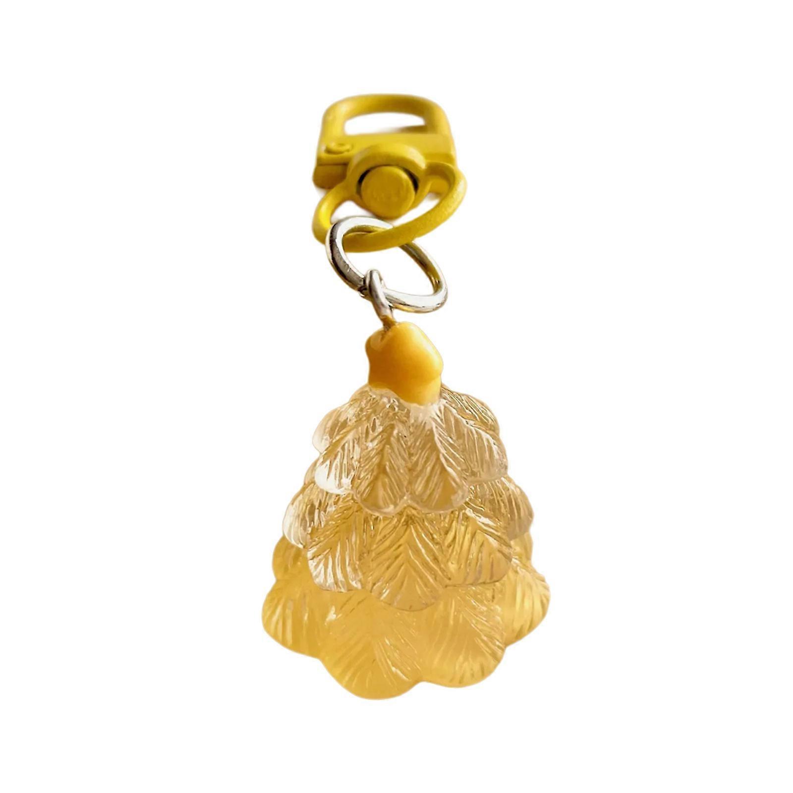 Miniature Christmas Tree Pendant Key Chain Multicolor Resin Keychain Party Decoration For Backpacks Gifting  Yellow