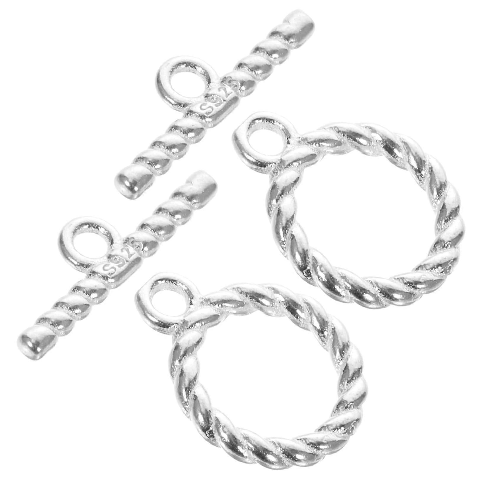 Plain Silver Bracelet Buckle 2 Sets Toggle Clasps For DIY Jewelry Making Necklace And Bracelet Connectors
