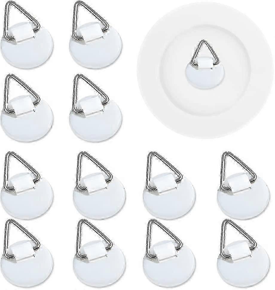 50 Pack Invisible Adhesive Plate Hangers - Vertical Wall Mount, Damage-Free Plate Display Hooks for Secure Hold