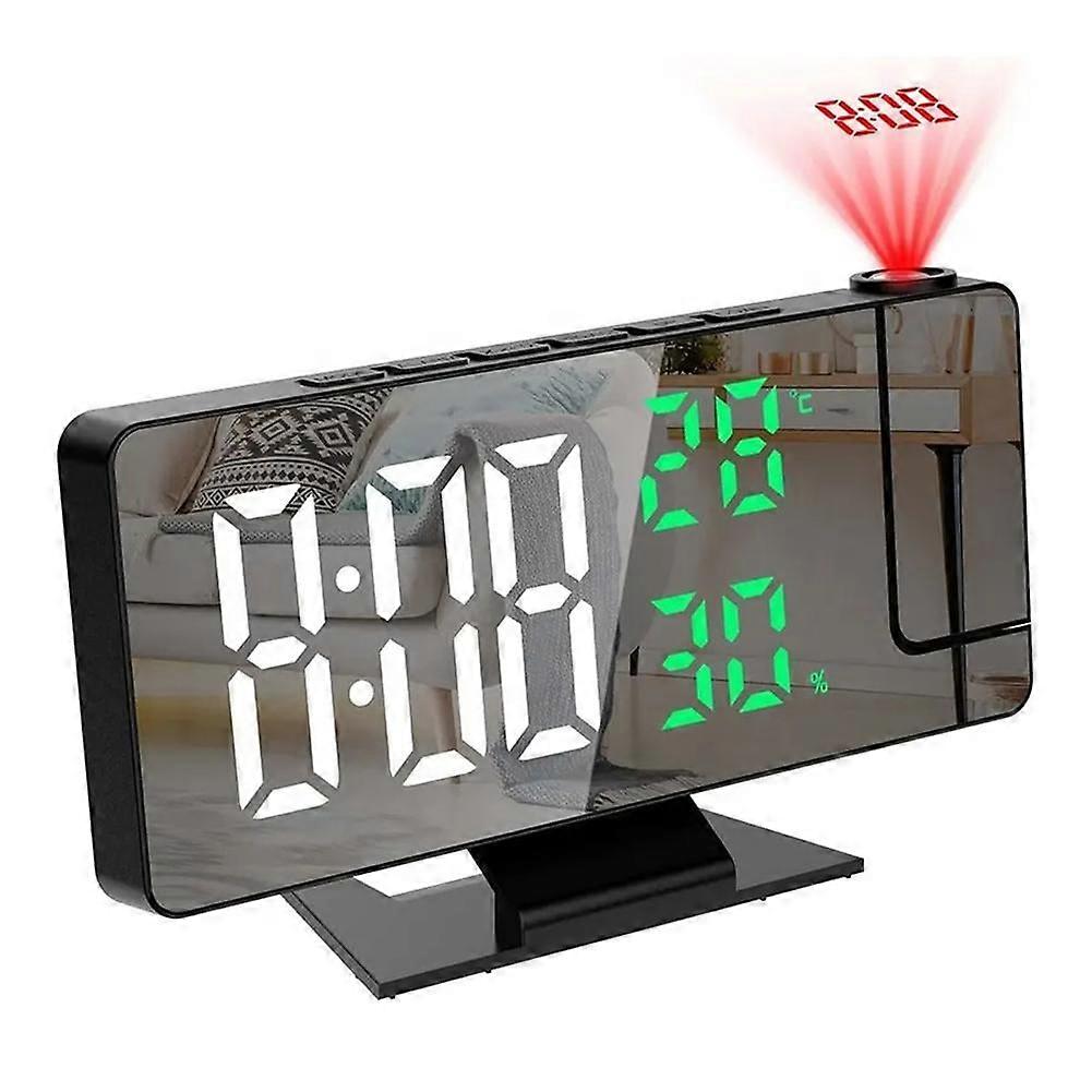 Digital LED Projection Alarm Clock Temperature Date Snooze Ceiling Projector N4 L9E4