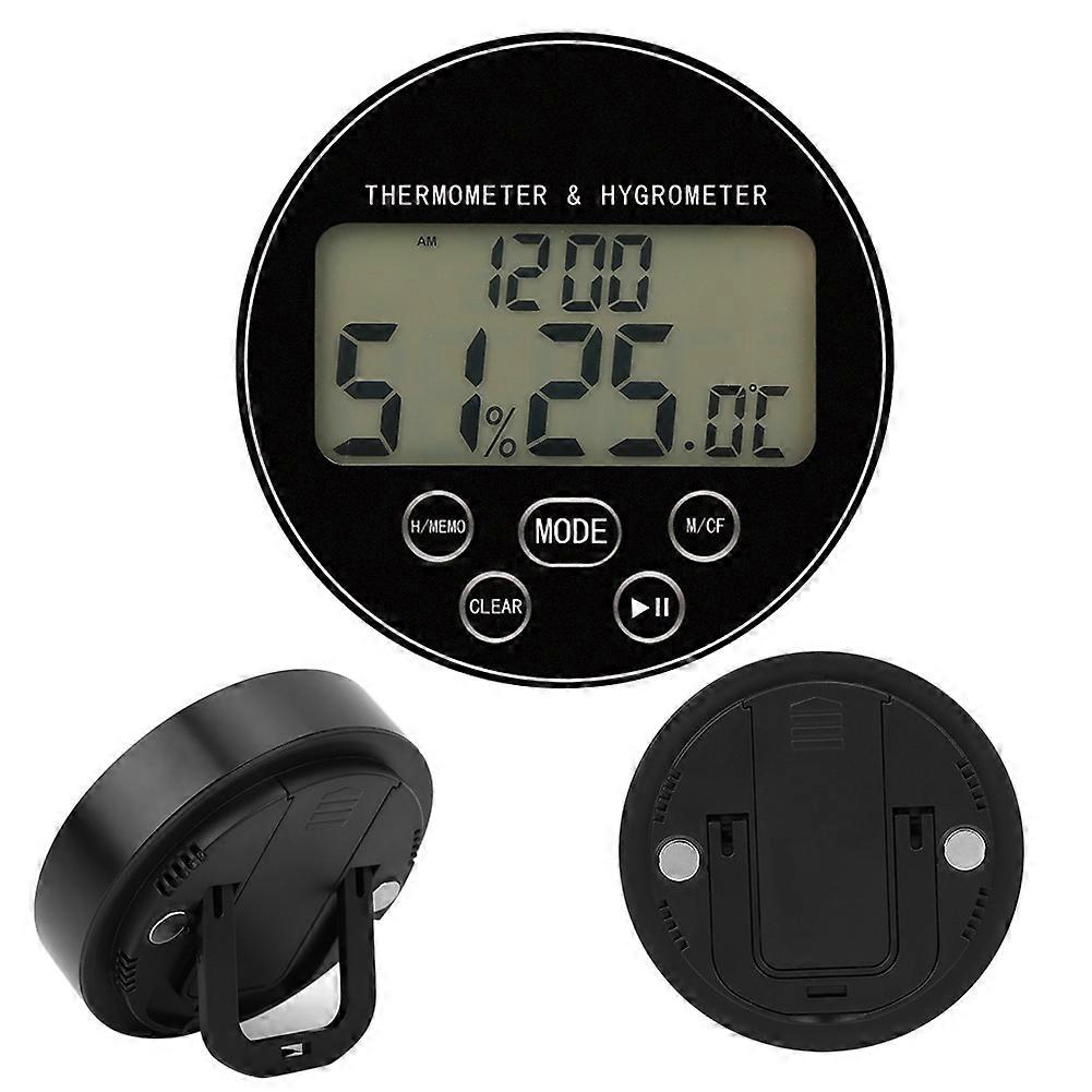 Multifunctional Kitchen Digital Timer Thermometer Hygrometer Black for Household Use