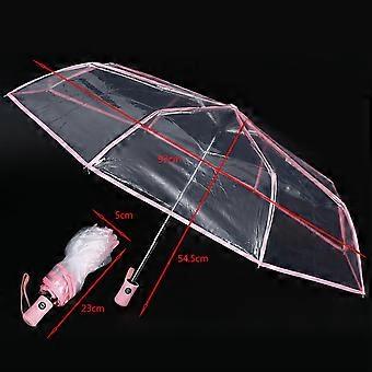 Paraguas transparente Paraguas automático Lluvia Mujeres Hombres Sol Lluvia Auto Paraguas Compacto Viento plegable