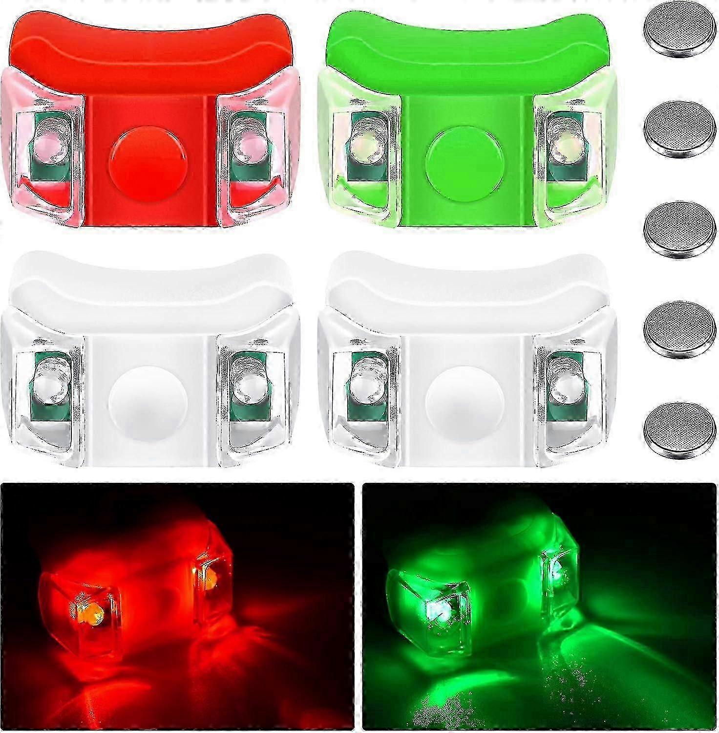 4 Pieces Boat Navigation Lights Led Boat Navigation Lights With 5 Pieces Button Batteries For Kayak Pontoon Hovercraft Yacht Motorboat Bicycle (red, G
