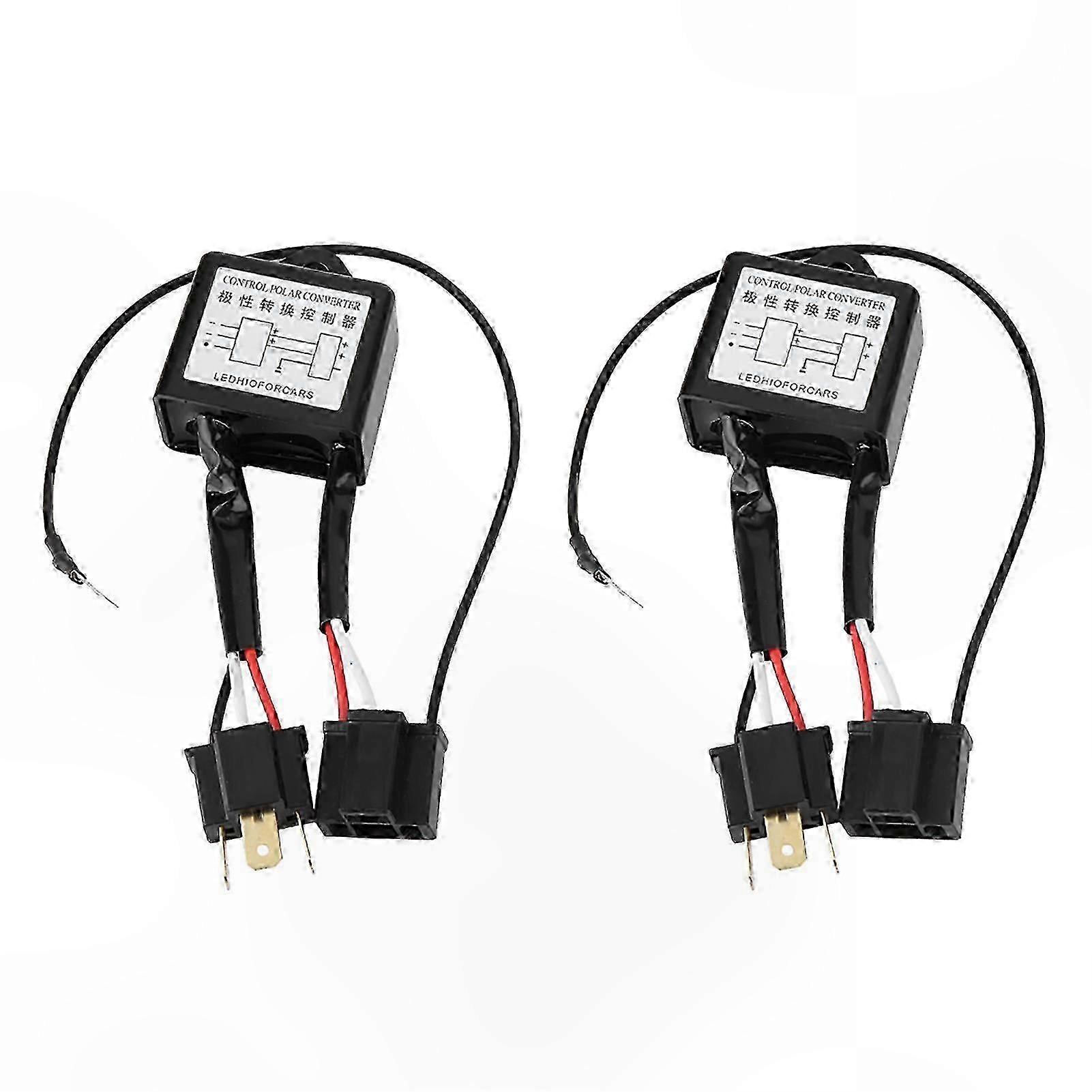 2pcs H4 LED Polarity Reversal Adapter Harness for Negative Switch