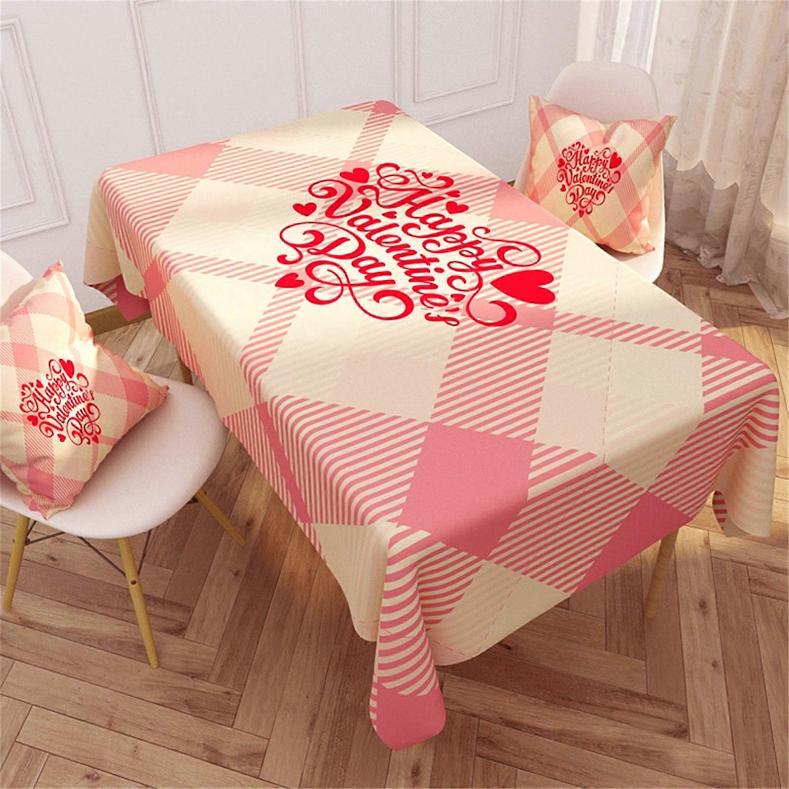 Giyblacko Table ClothRed Plaid Valentine's Day Tablecloth Waterproof Tablecloth For Dining At Home