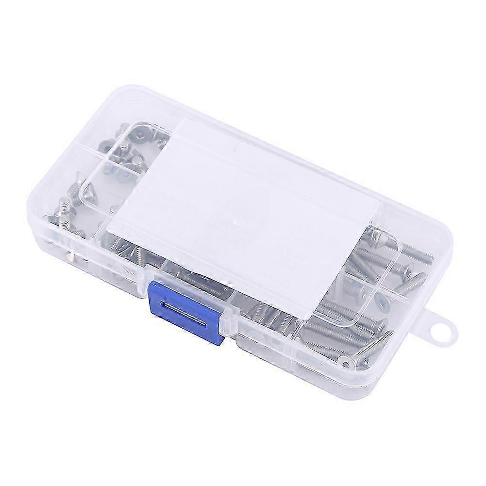 80pcs M4 Stainless Steel SS304 Flat Head Hex Socket Screws Assortment in Box Edition 1110