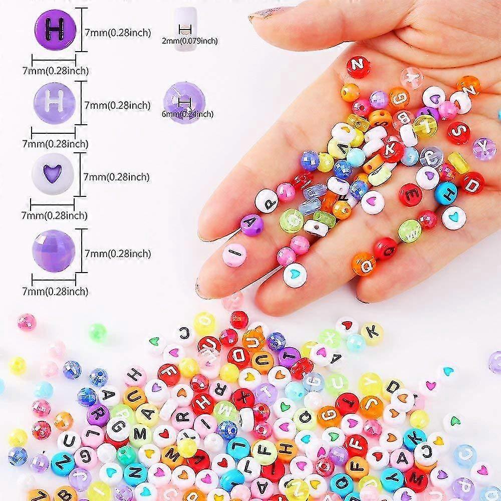 1300pcs 8 Color Acrylic Alphabet Cube Beads Letter Beads With 3 Roll 50m Crystal String Cord For Jewelry Making