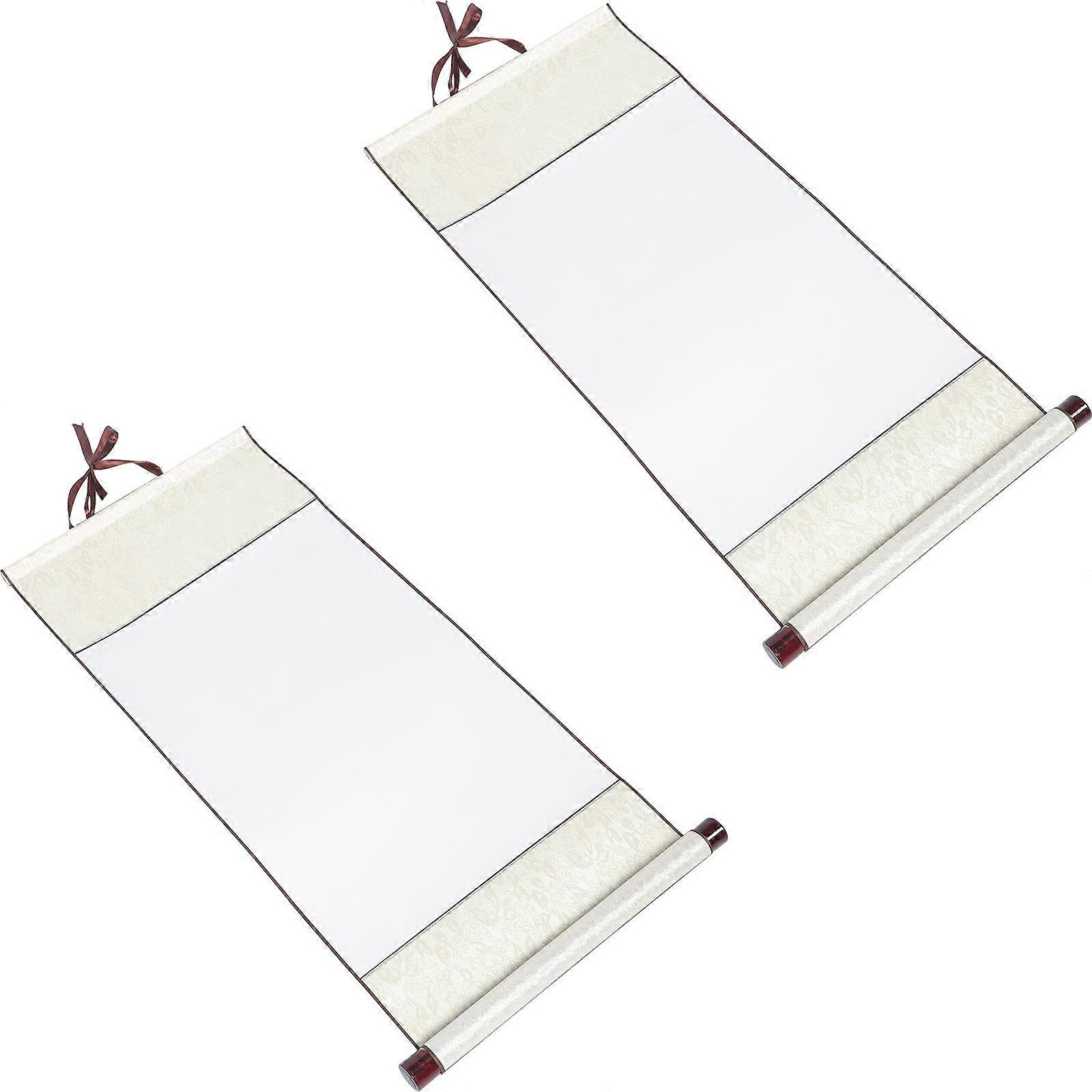 Chinese Painting Scroll Blank Scroll for Painting Use 2Pcs White Paper