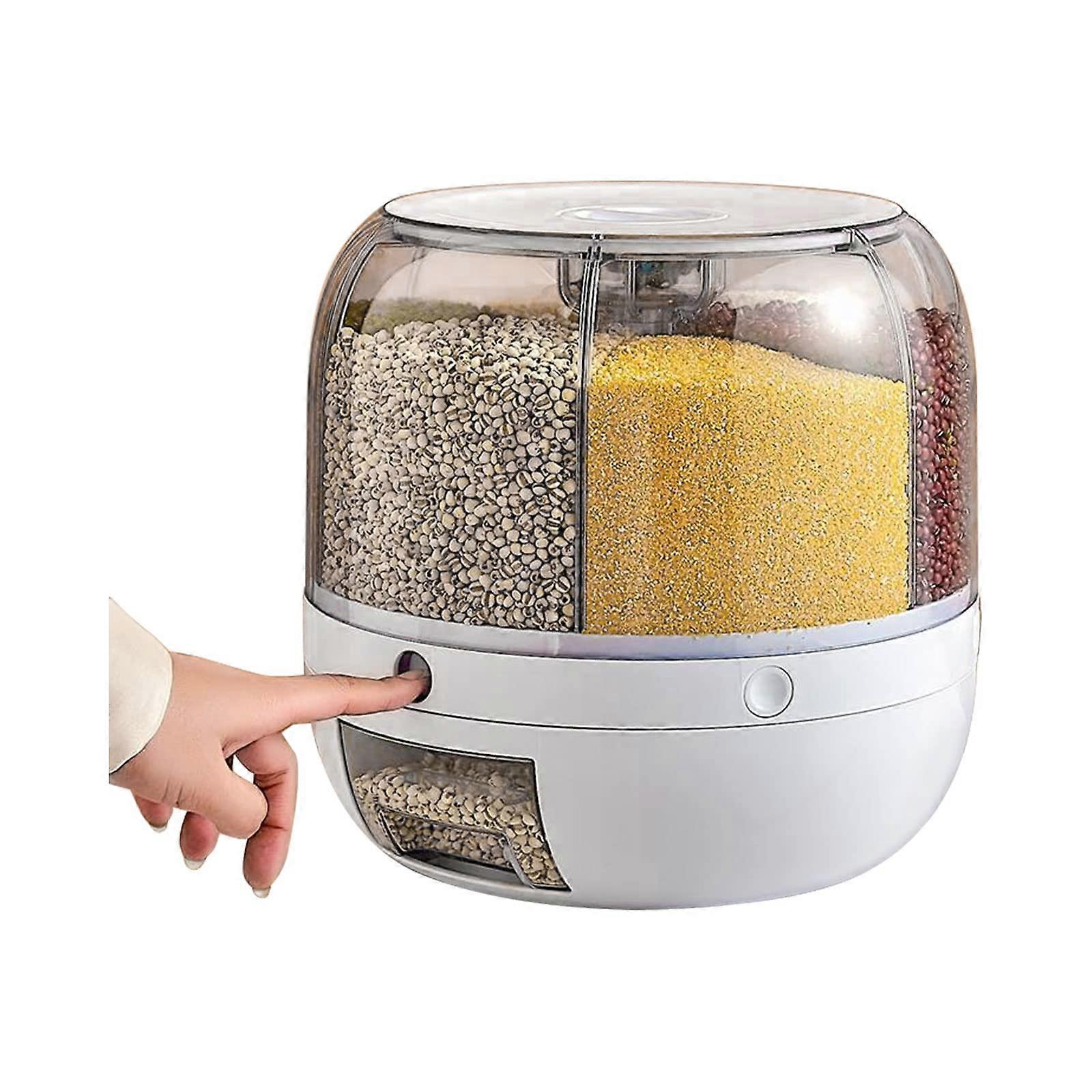 Rice Dispenser 360Degree Rotatable Cereal Dispenser 6Grid Multigrain Storage Model 2167 Color HGZT4734 Style 1
