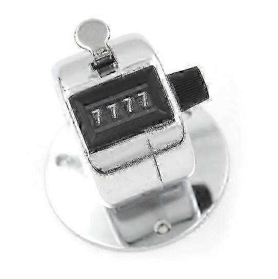 4 Digit Manual Hand Tally Mechanical Palm Click Counter Round Base