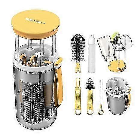 f Ensemble de brosse de biberon de voyage avec brosse à biberon extensible brosse à tétine Porte-linge intégré Distributeur de savon bib