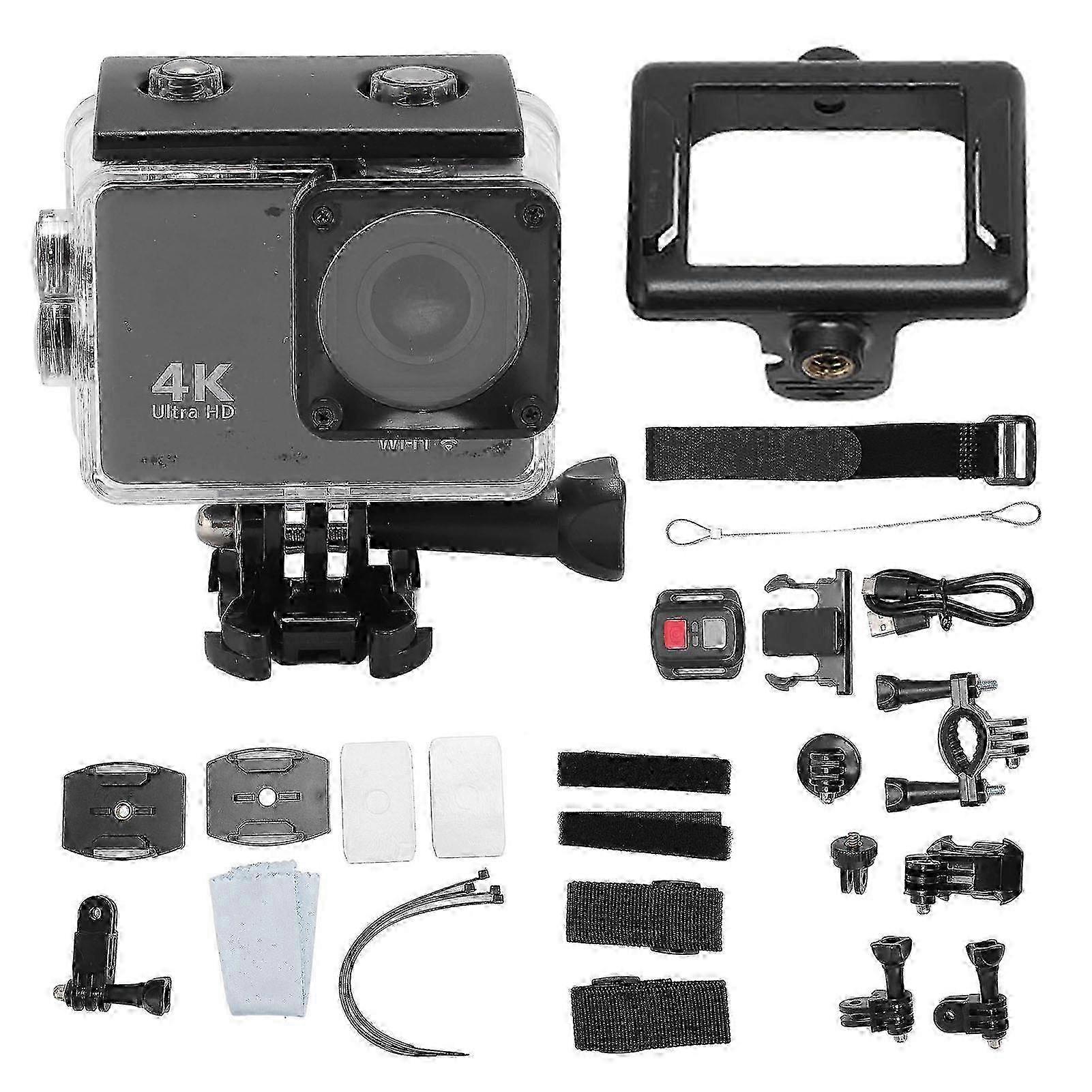 Underwater Remote Control 4K 60FPS 24M Anti Shake WiFi 30M Water Resistant Action Camera with 128G Memory Card