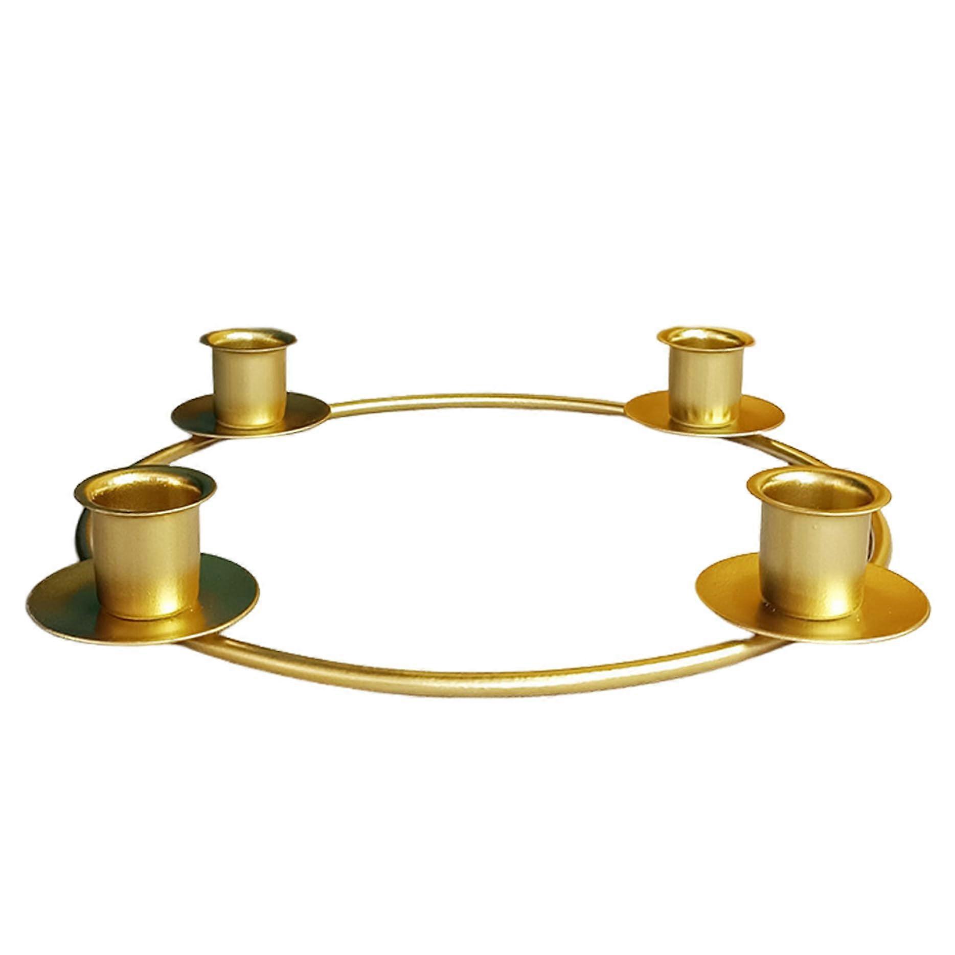 Christmas Candle Holder Round Advent Wreath for 4 Taper Candles RustResistant Gold Iron for Home Decor